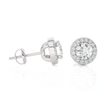 Round Lab Grown Diamond Halo Stud Earrings