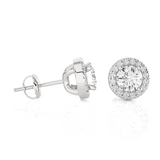 Round Lab Grown Diamond Halo Stud Earrings