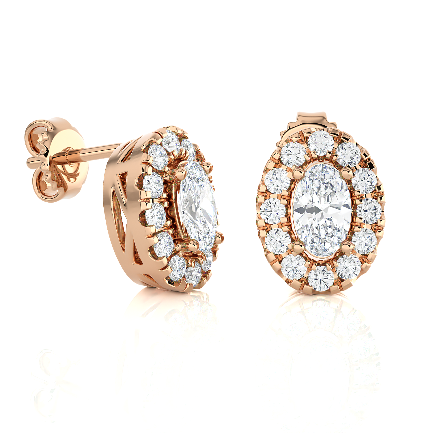 Oval Lab Grown Diamond Halo Stud Earrings