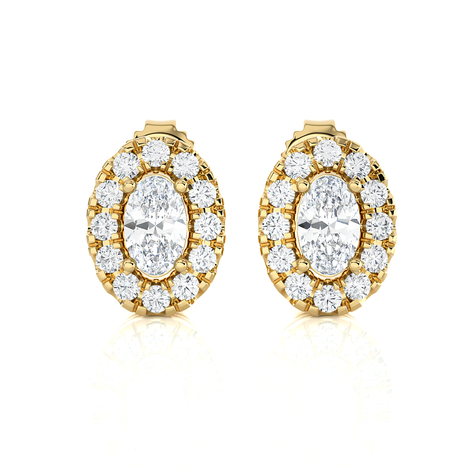 Oval Lab Grown Diamond Halo Stud Earrings