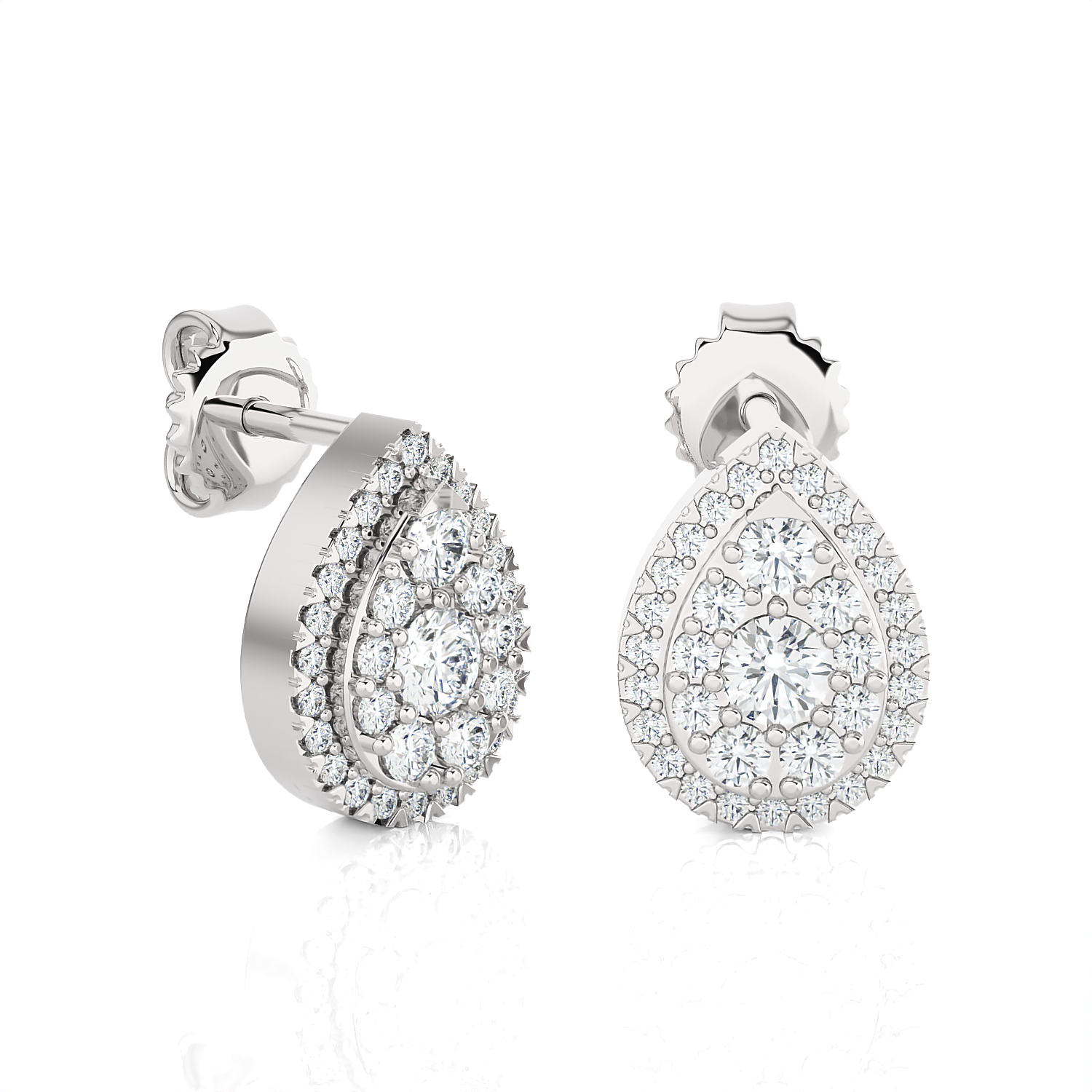 1/2 ctw Round Lab Grown Diamond Halo Stud Earrings