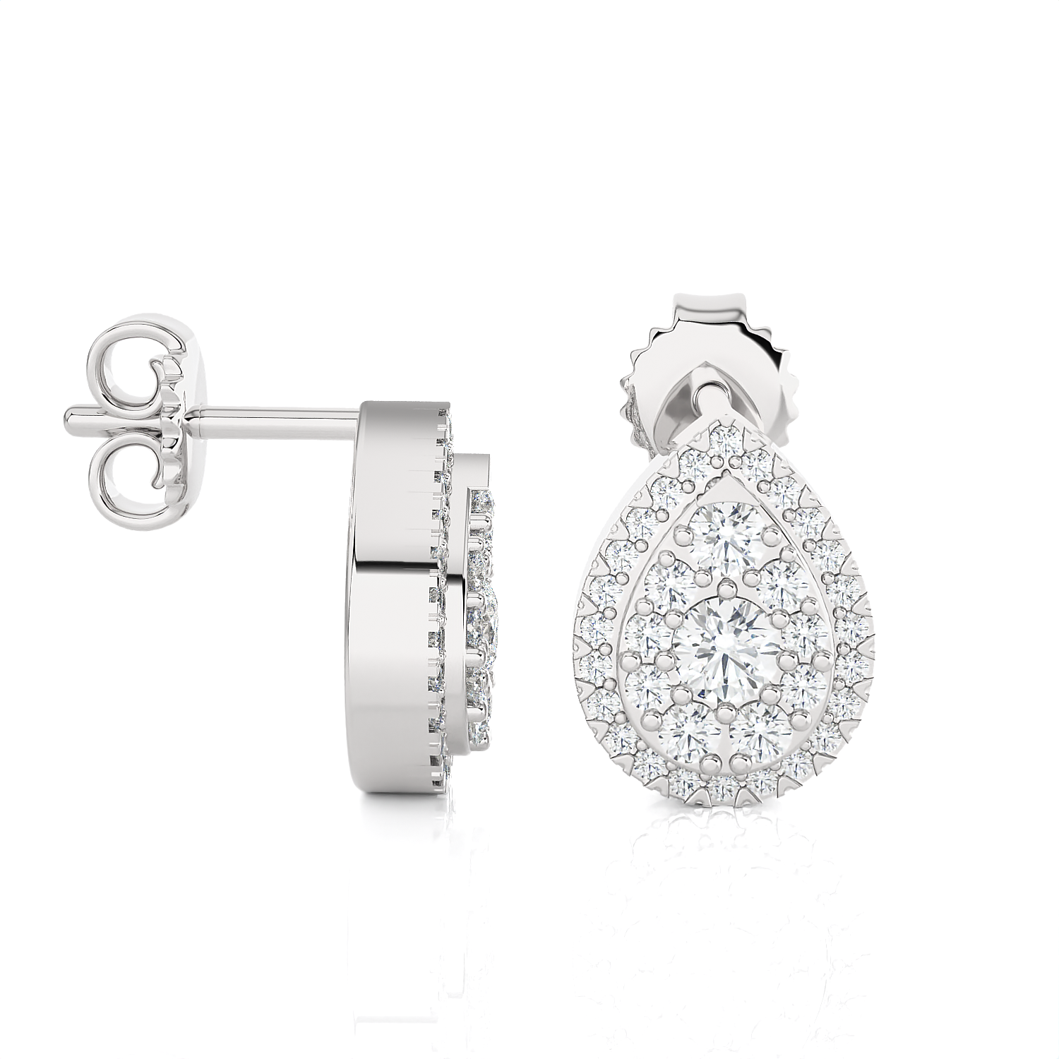 1/2 ctw Round Lab Grown Diamond Halo Stud Earrings