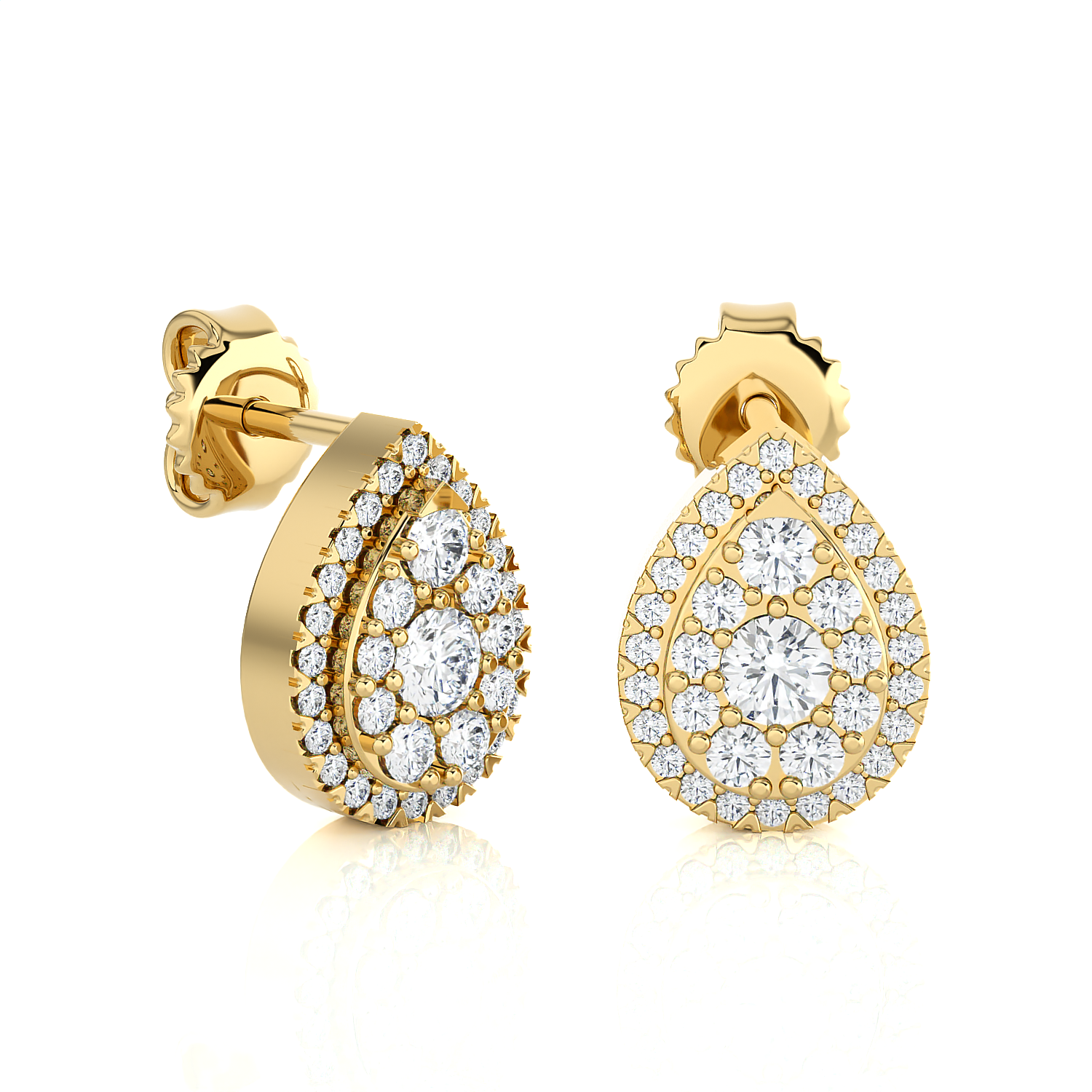 1/2 ctw Round Lab Grown Diamond Halo Stud Earrings