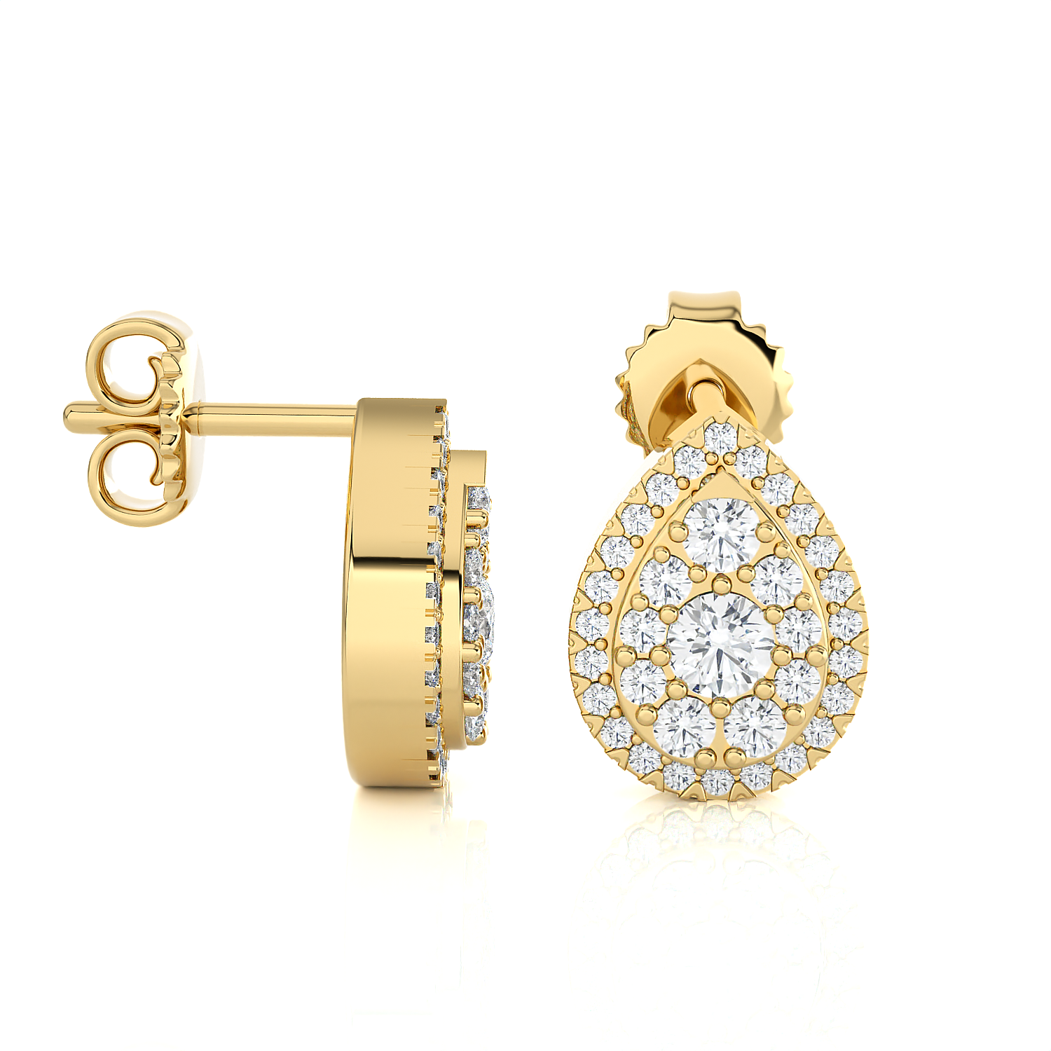 1/2 ctw Round Lab Grown Diamond Halo Stud Earrings