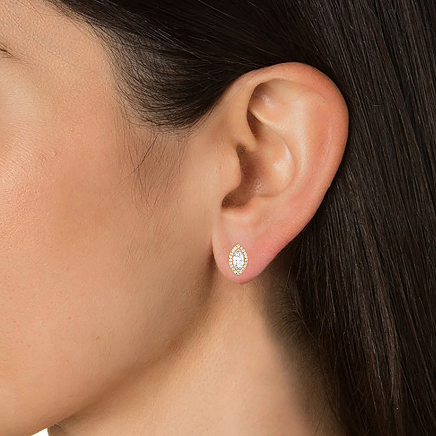 1 1/4 ctw Marquise-Shaped Lab Grown Diamond Halo Stud Earrings