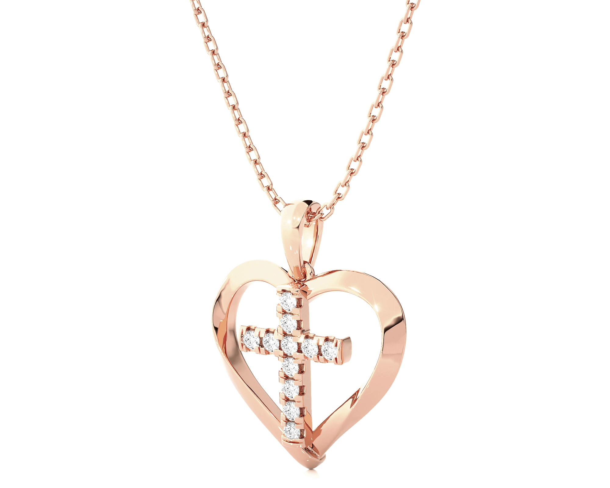 1/8  ctw Round Lab Grown Diamond Heart Pendant