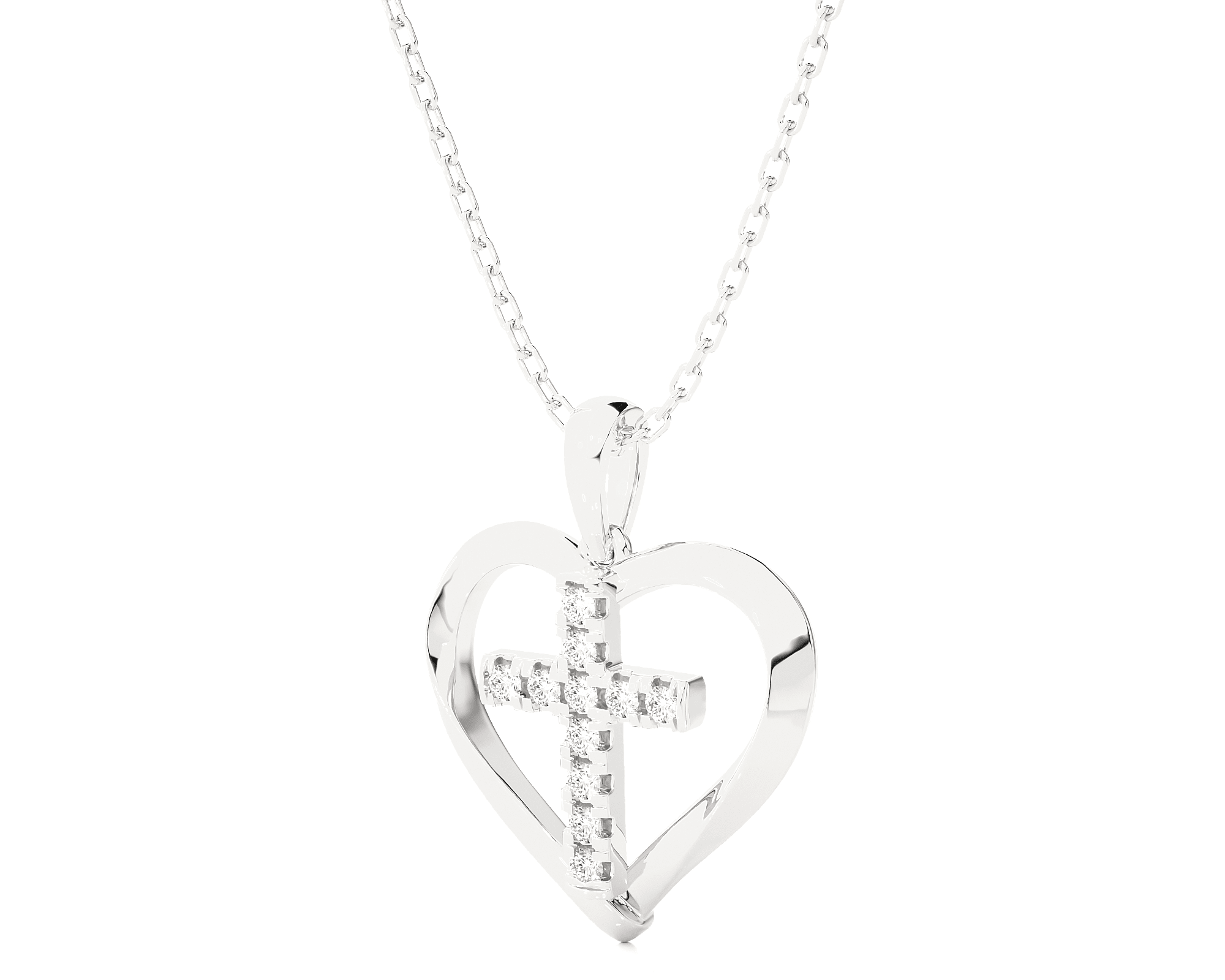1/8  ctw Round Lab Grown Diamond Heart Pendant