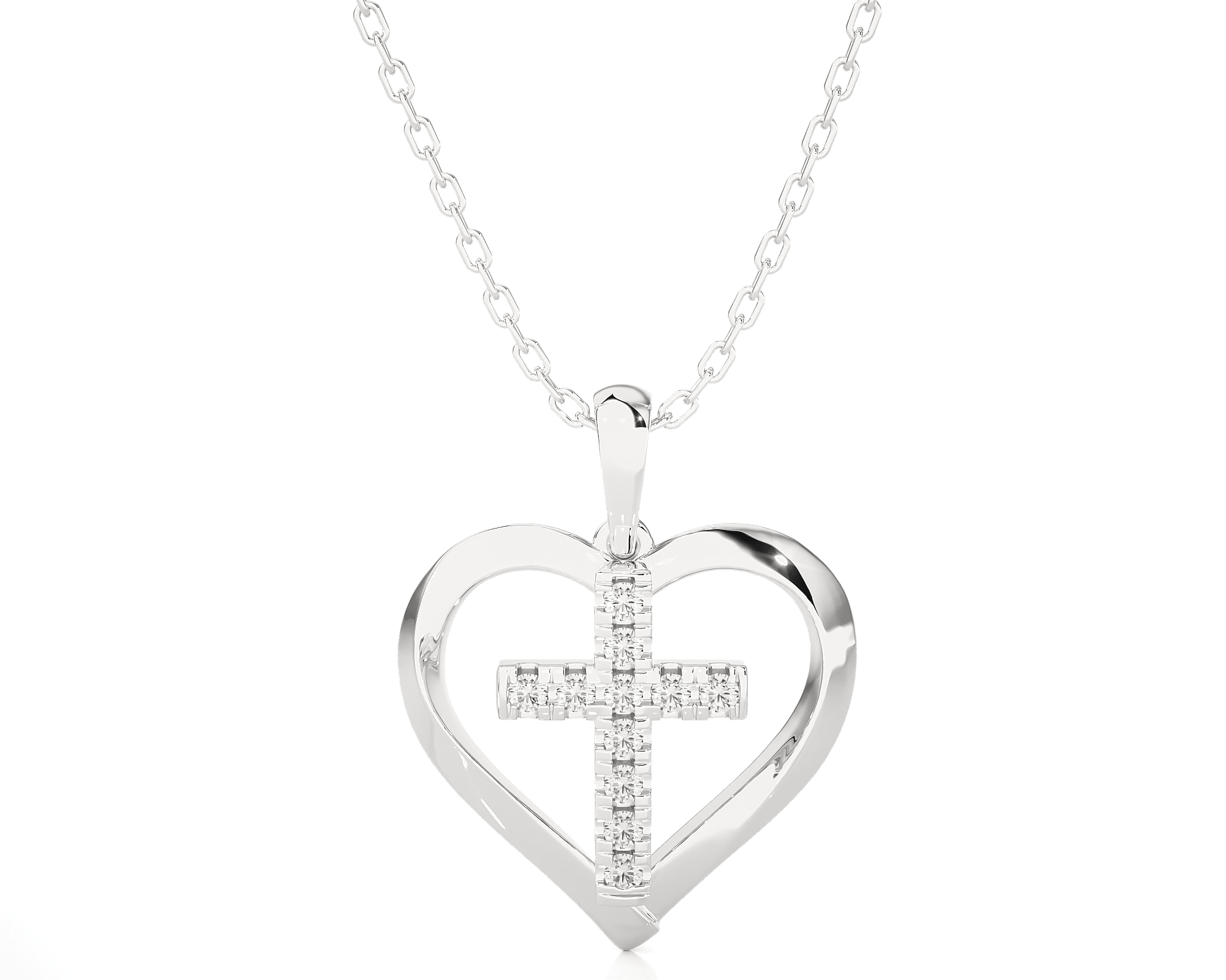 1/8  ctw Round Lab Grown Diamond Heart Pendant