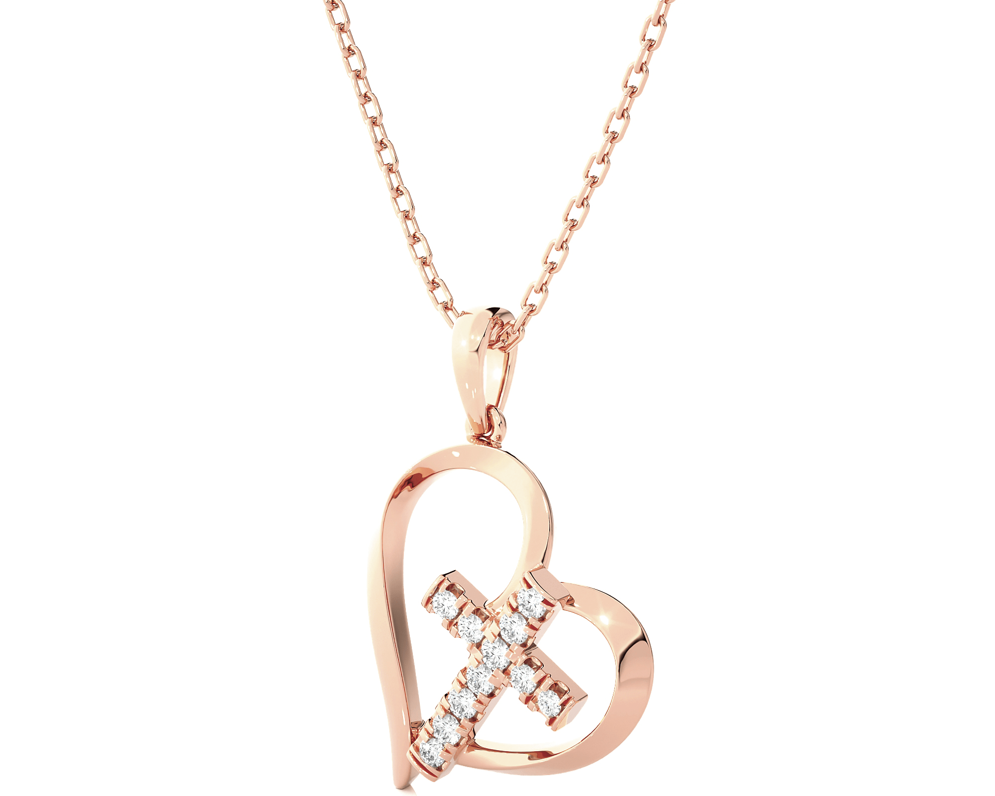 1/8  ctw Round Lab Grown Diamond Heart Pendant