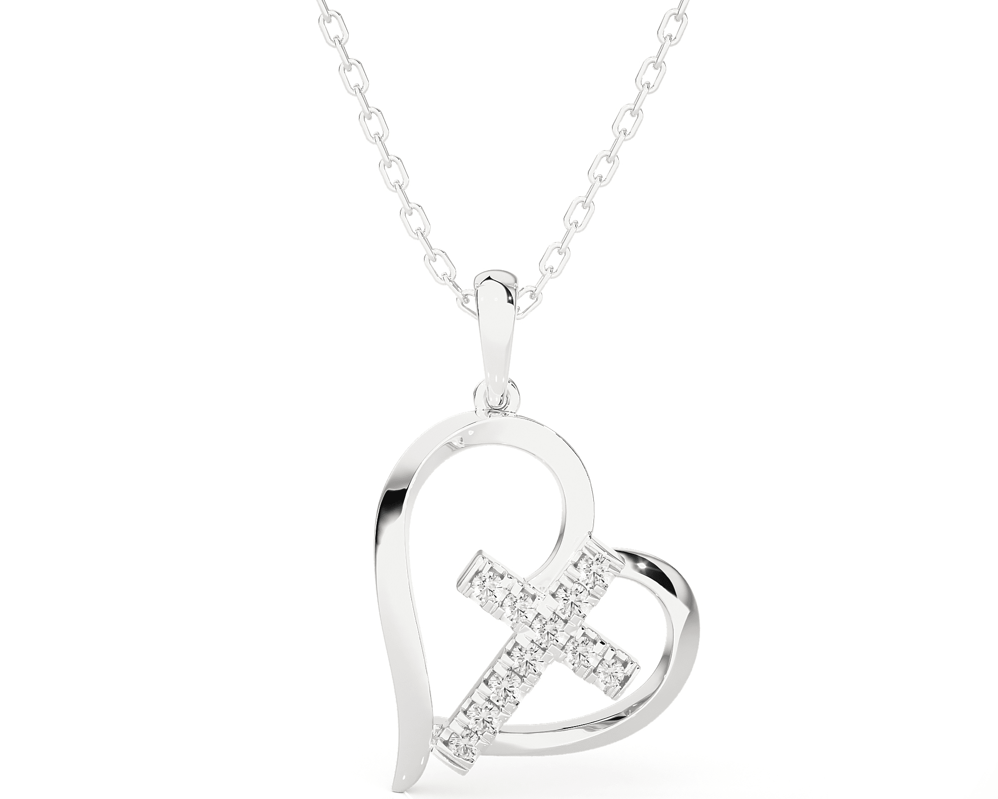 1/8  ctw Round Lab Grown Diamond Heart Pendant