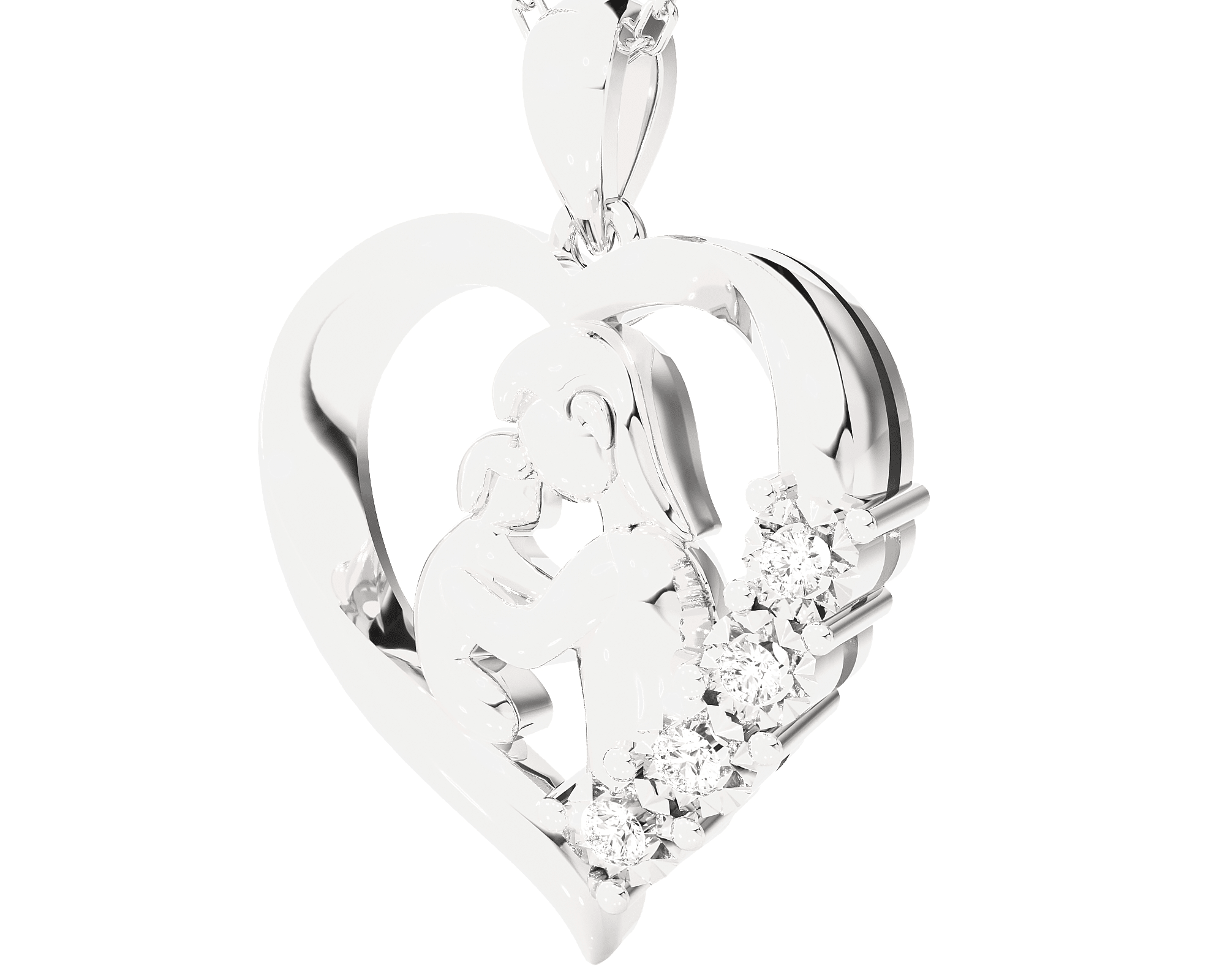 1/10  ctw Round Lab Grown Diamond Heart Pendant