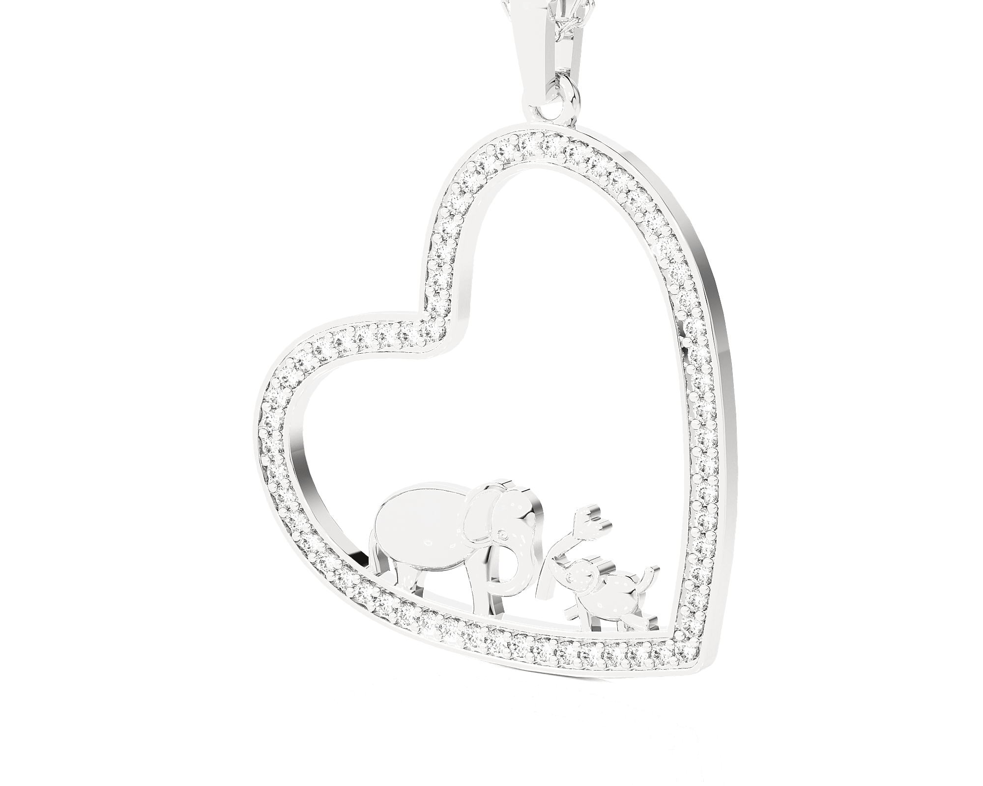 1/3  ctw Round Lab Grown Diamond Heart Pendant