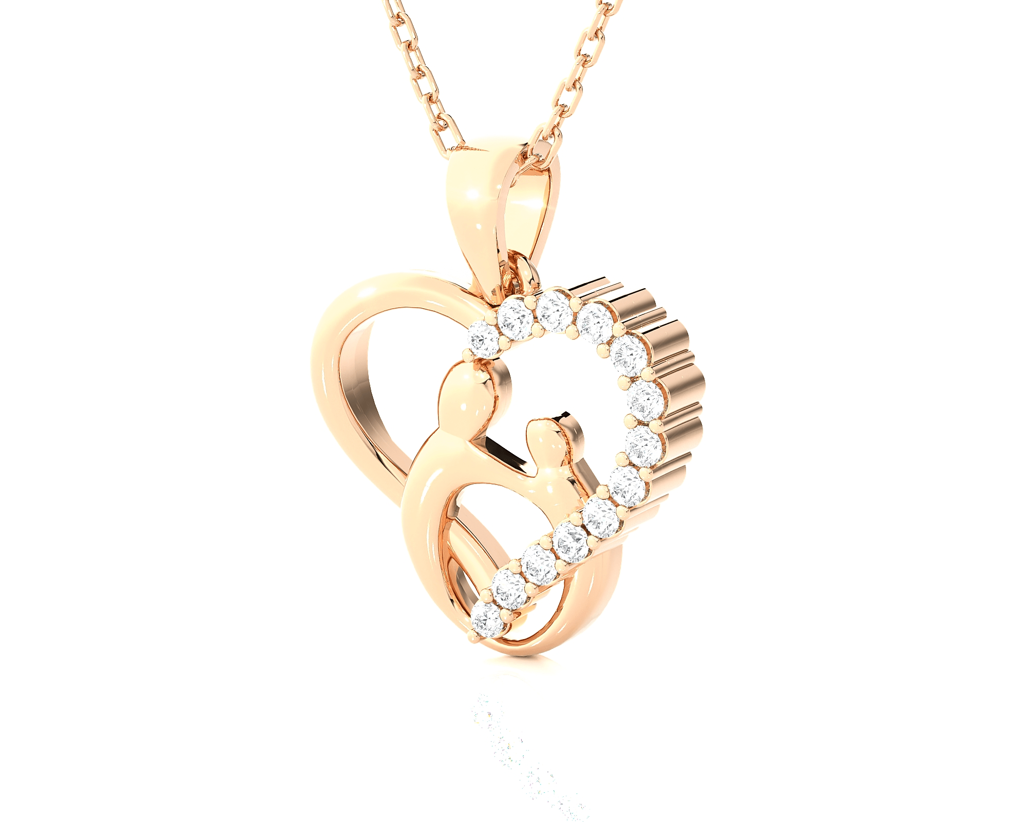 1/10  ctw Round Lab Grown Diamond Heart Pendant