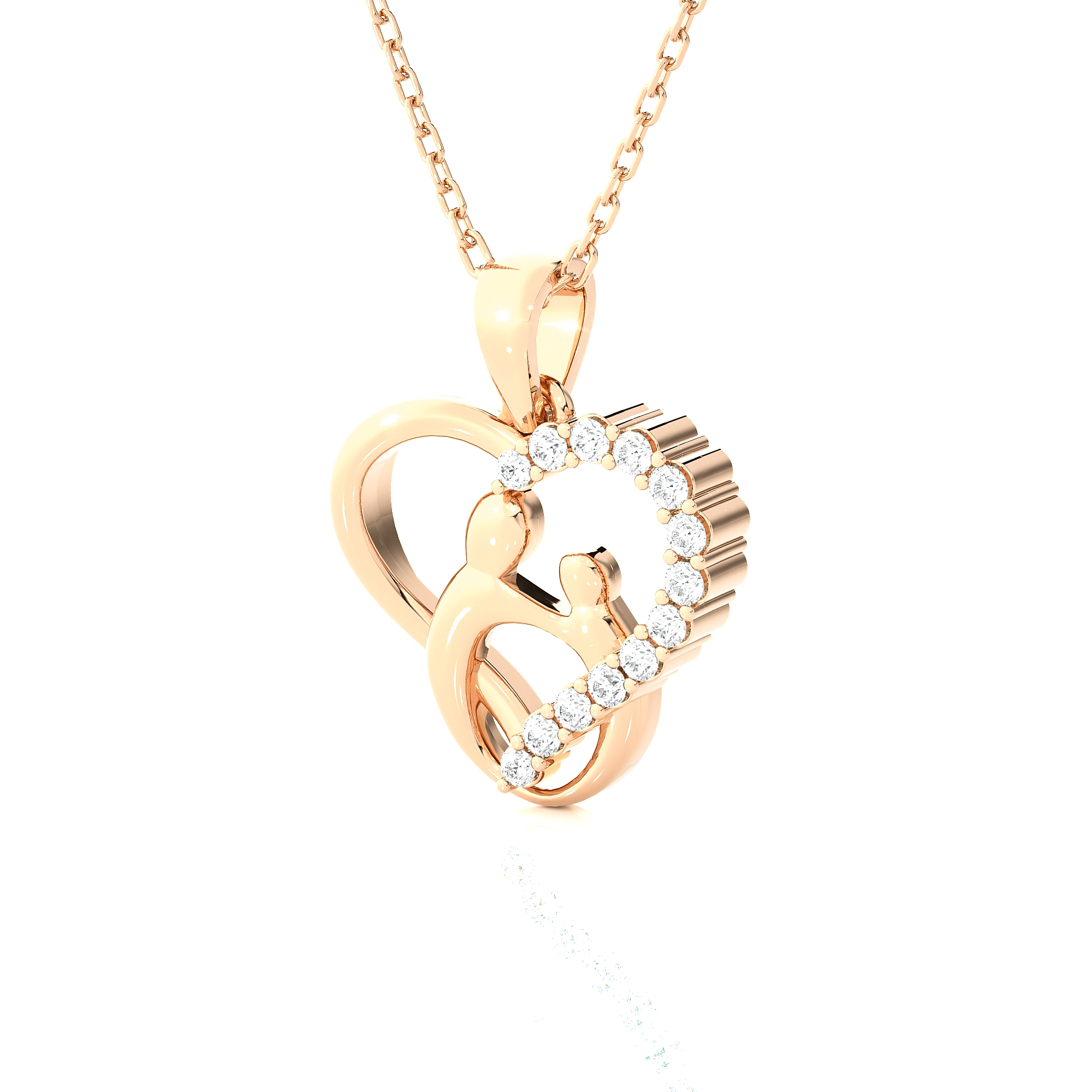 1/10  ctw Round Lab Grown Diamond Heart Pendant