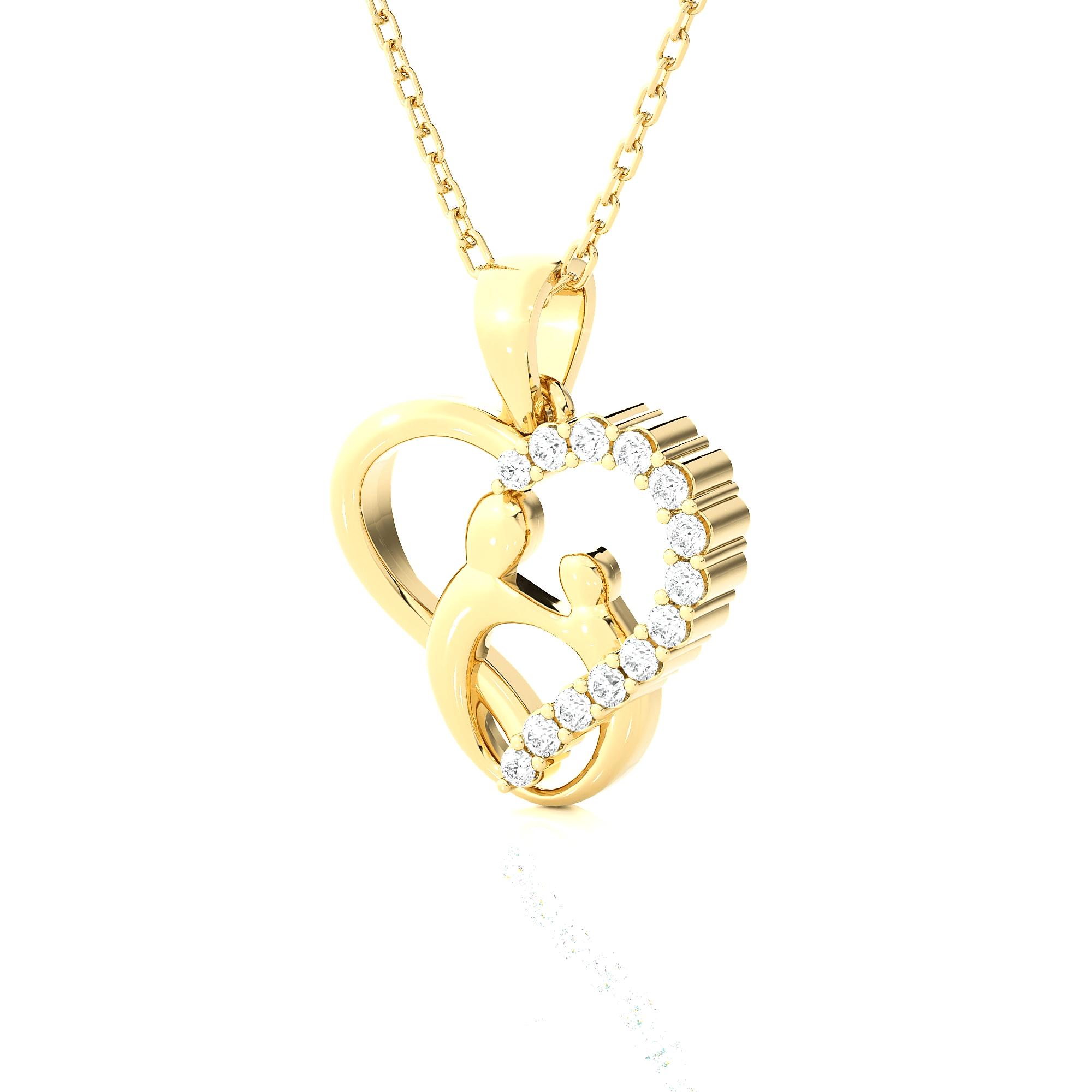 1/10  ctw Round Lab Grown Diamond Heart Pendant