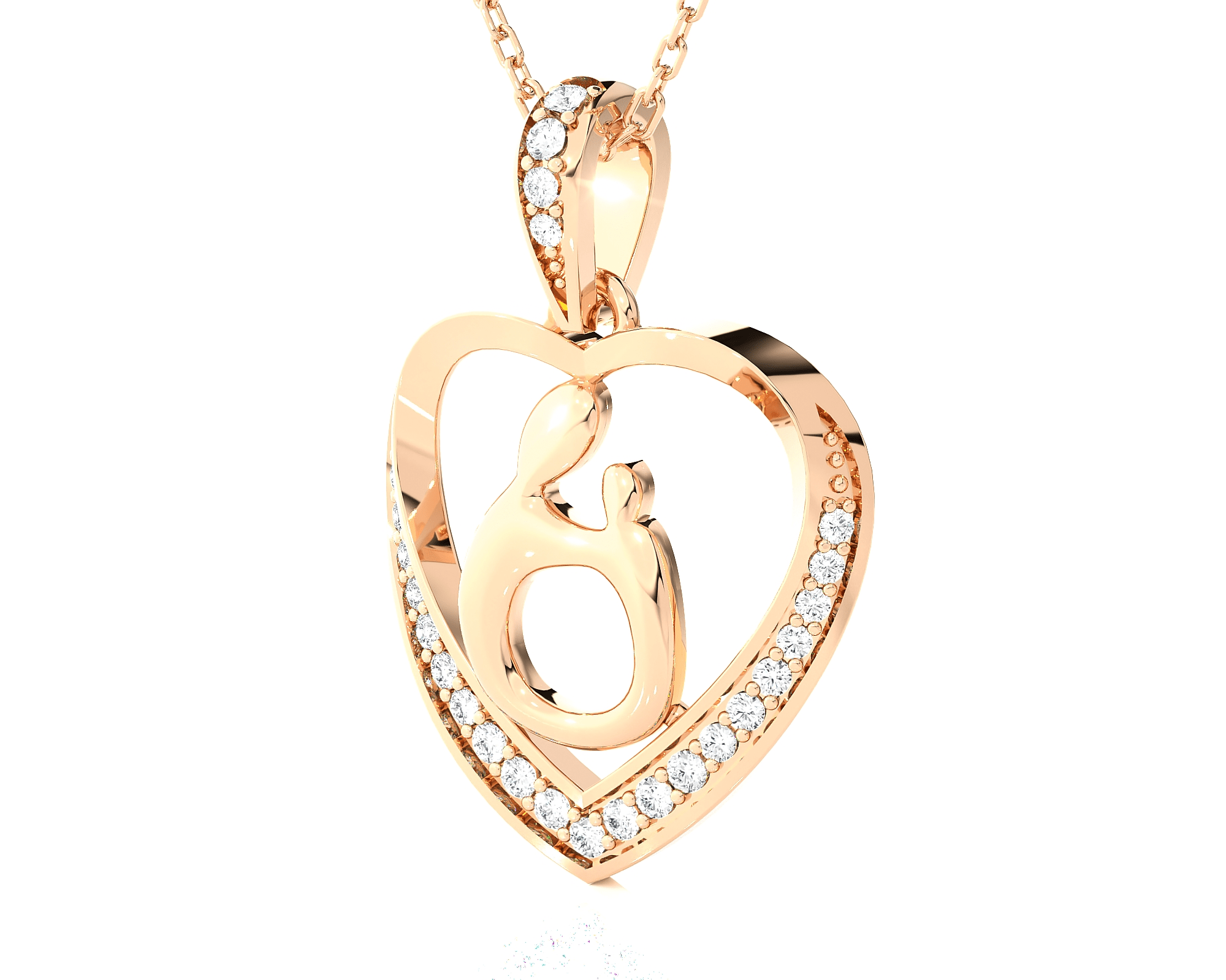 1/8  ctw Round Lab Grown Diamond Heart Pendant