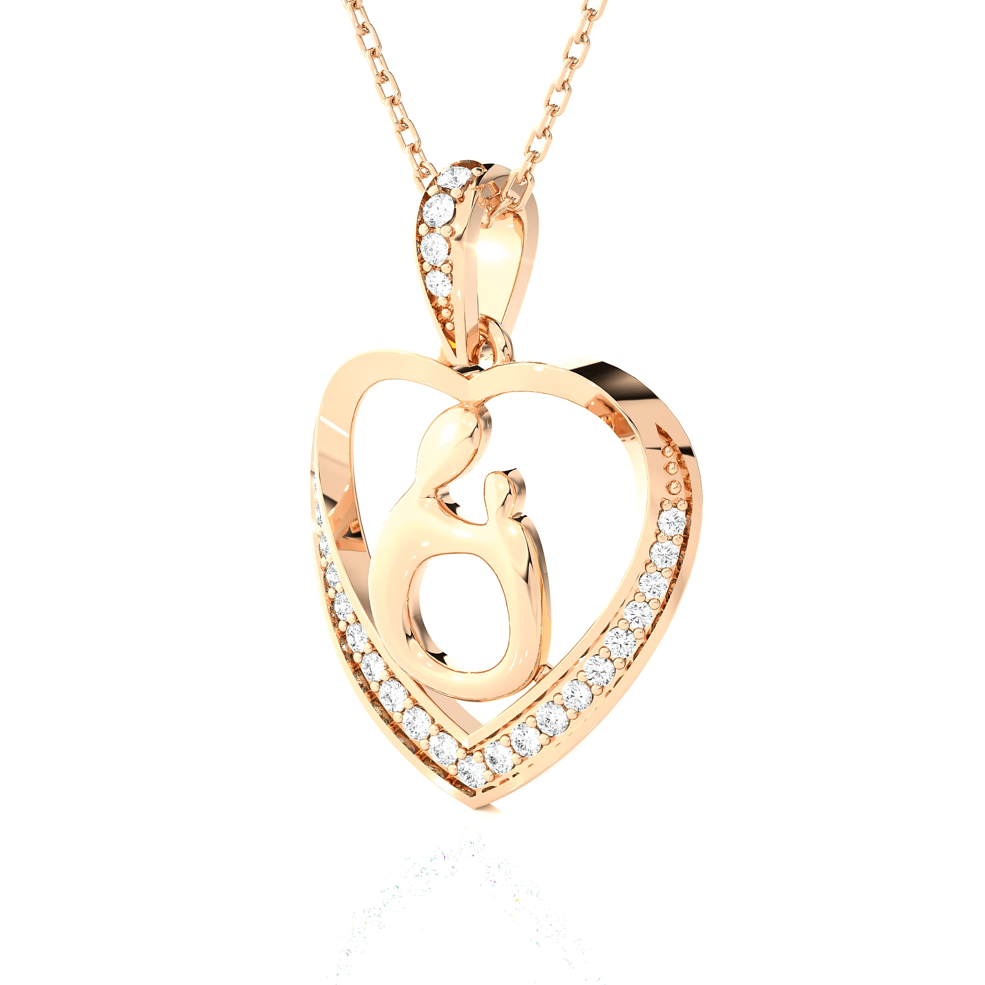 1/8  ctw Round Lab Grown Diamond Heart Pendant