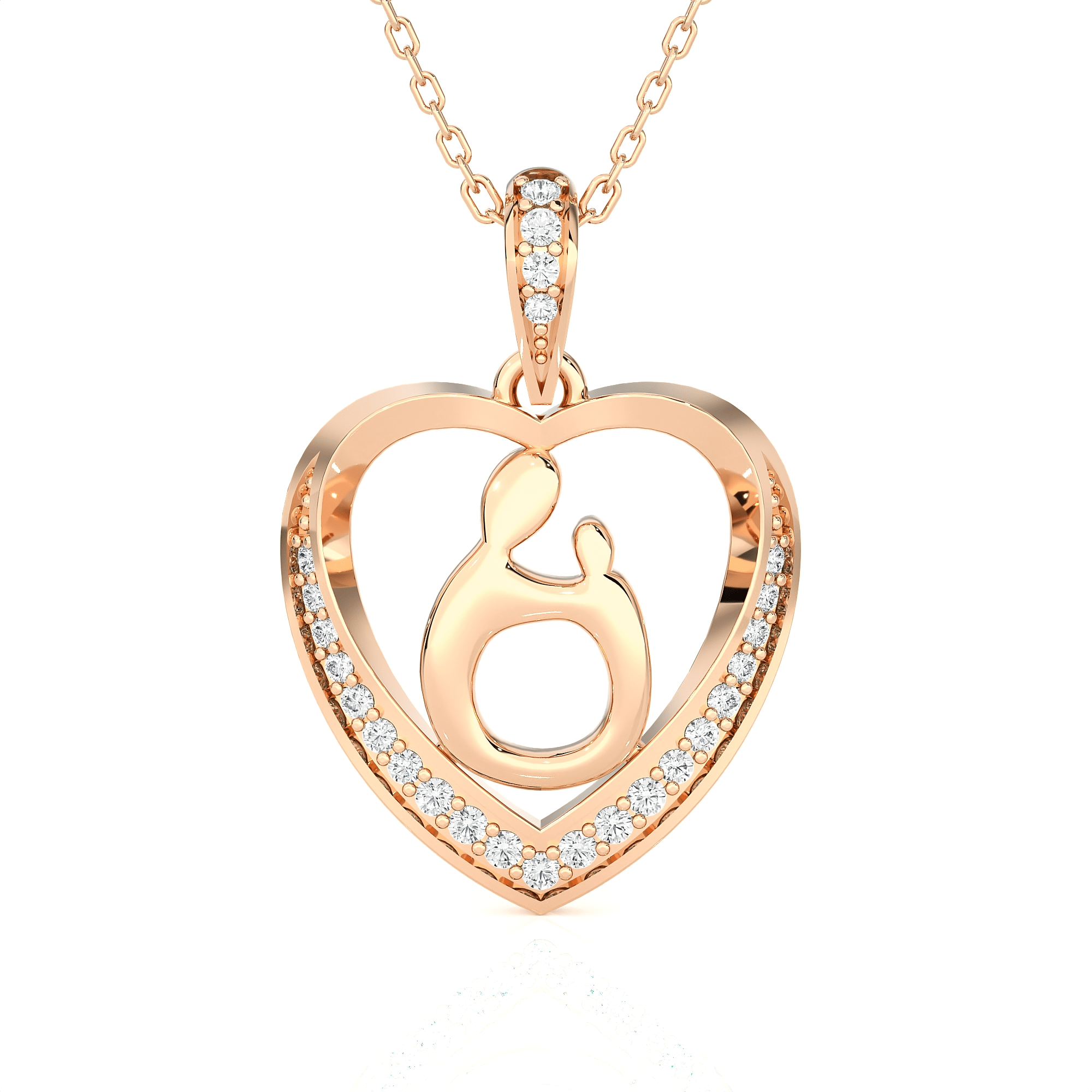 1/8  ctw Round Lab Grown Diamond Heart Pendant