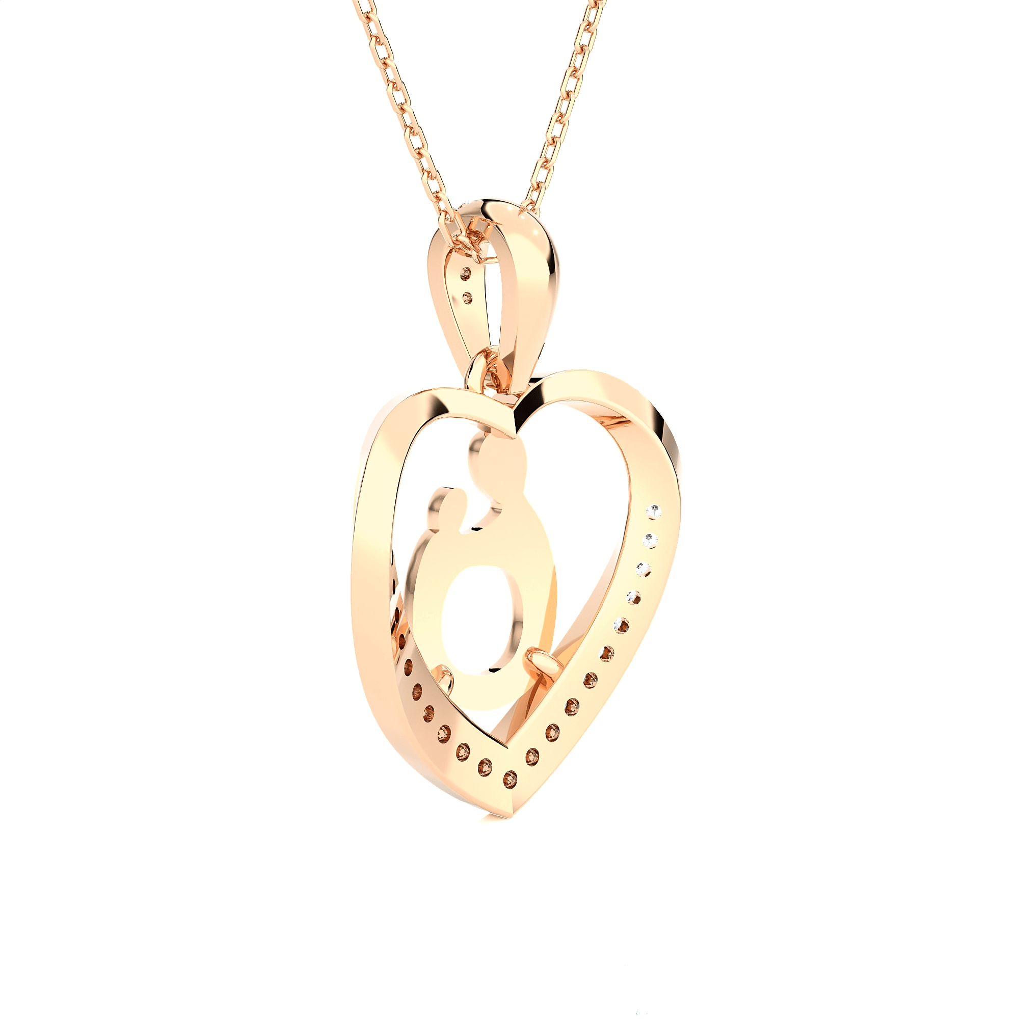 1/8  ctw Round Lab Grown Diamond Heart Pendant