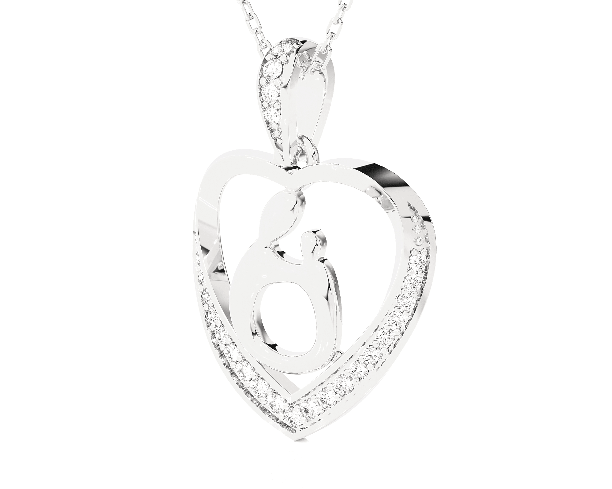 1/8  ctw Round Lab Grown Diamond Heart Pendant