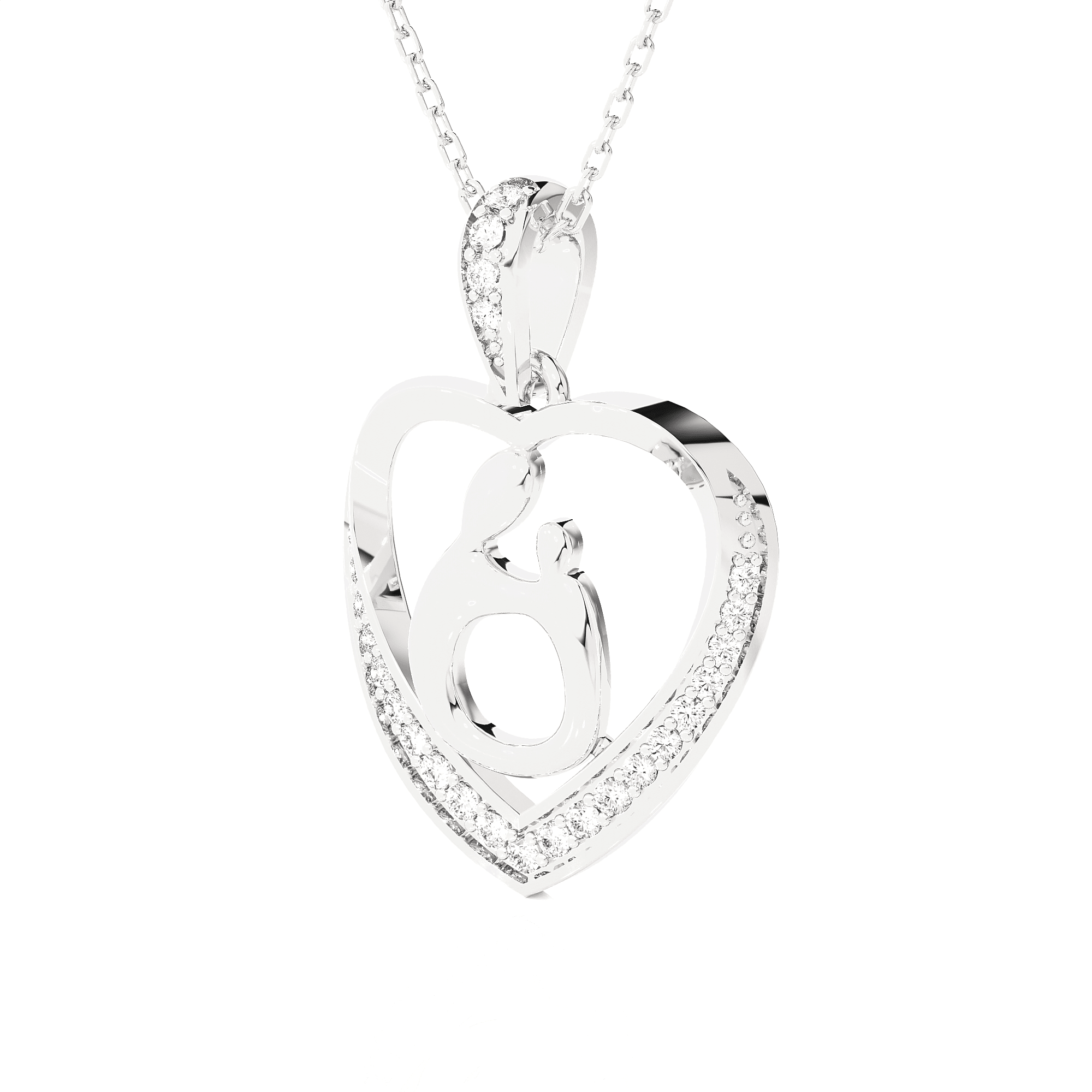 1/8  ctw Round Lab Grown Diamond Heart Pendant