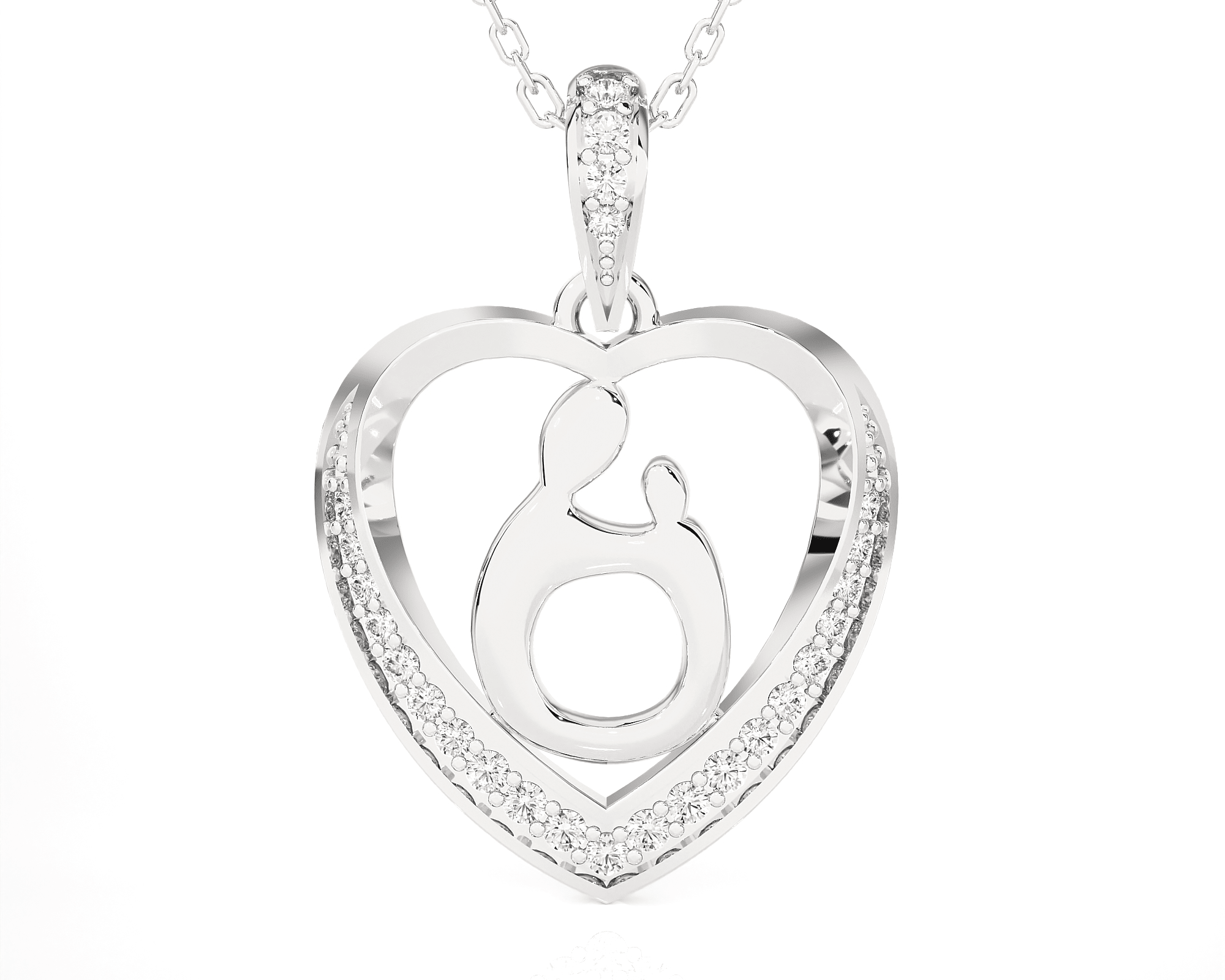 1/8  ctw Round Lab Grown Diamond Heart Pendant