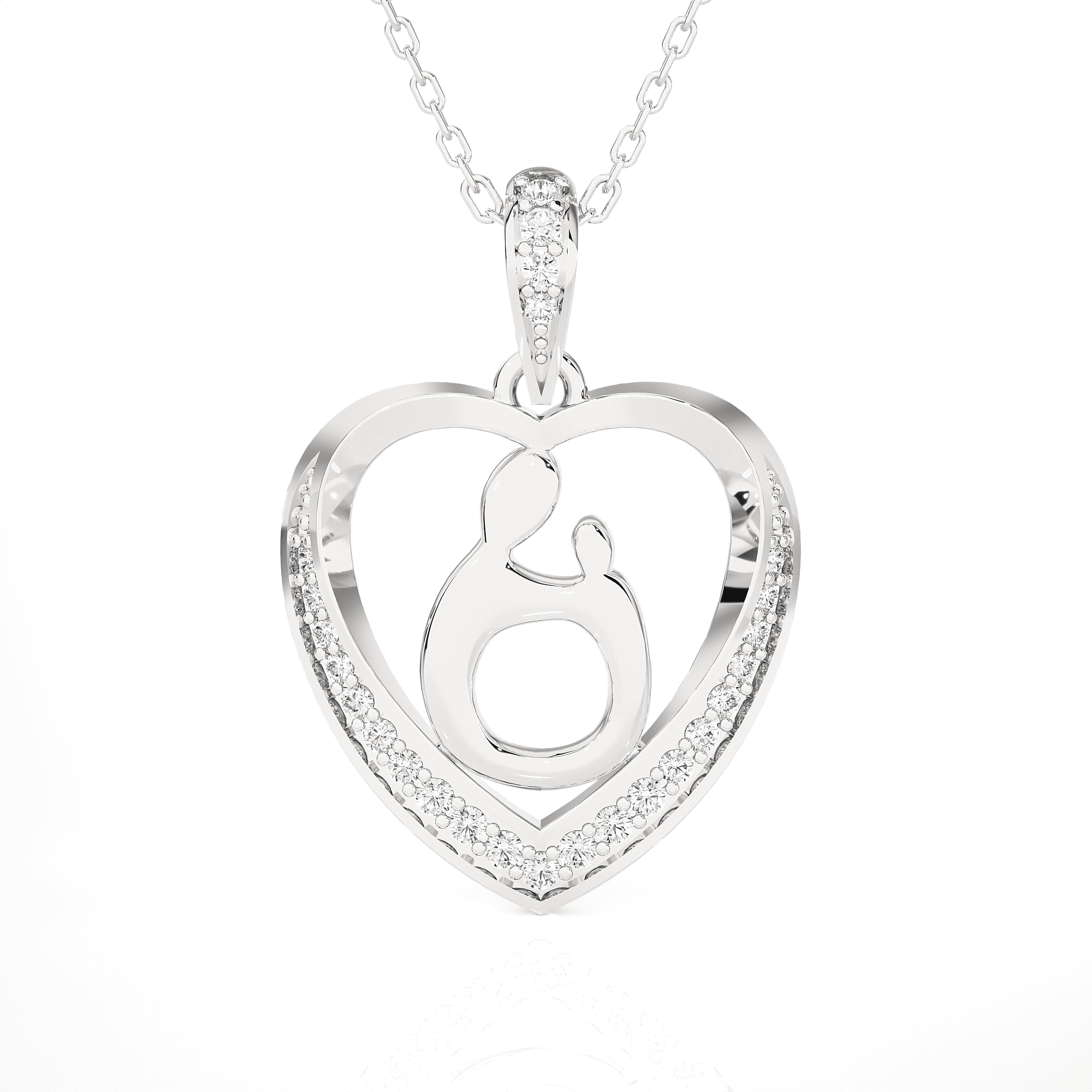 1/8  ctw Round Lab Grown Diamond Heart Pendant