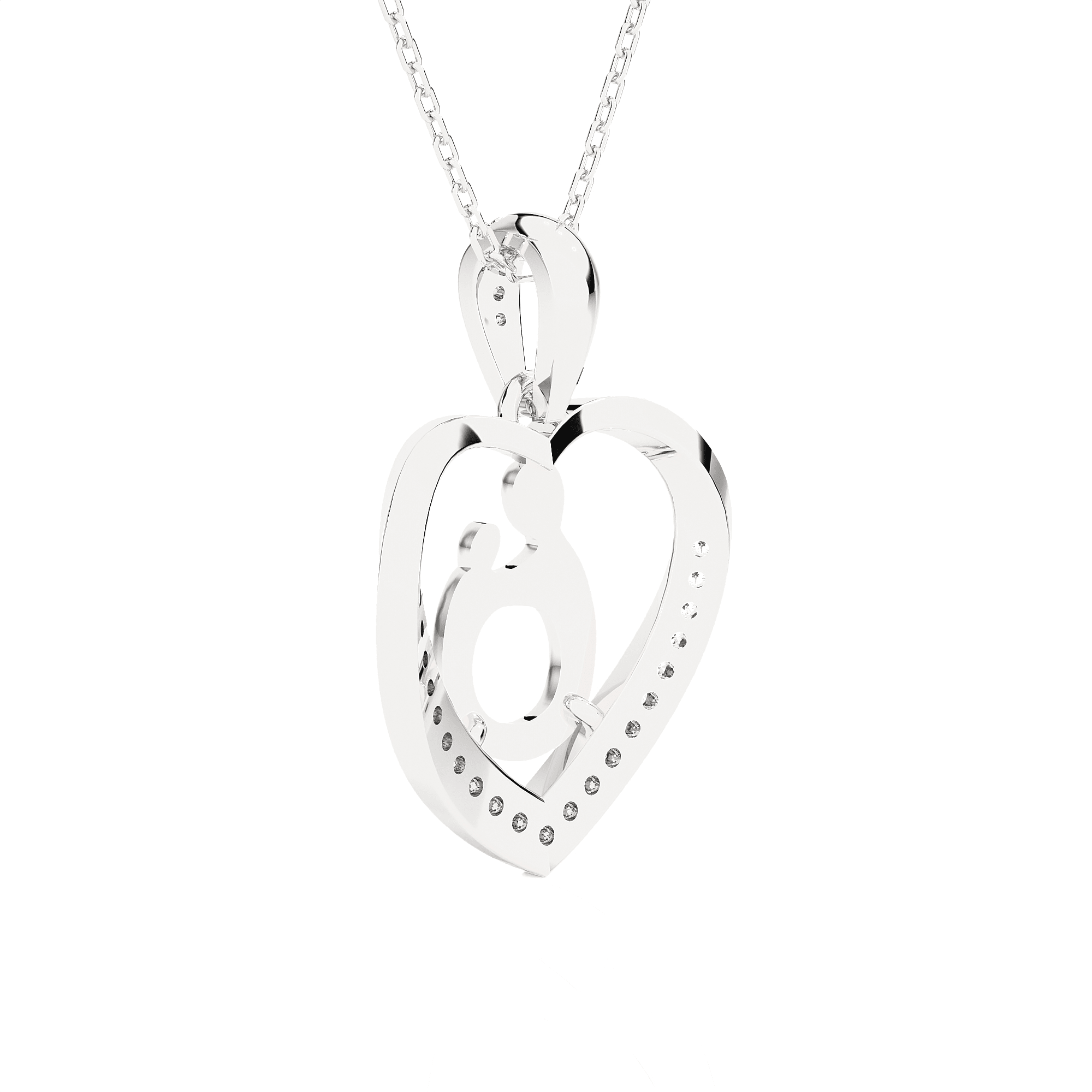 1/8  ctw Round Lab Grown Diamond Heart Pendant