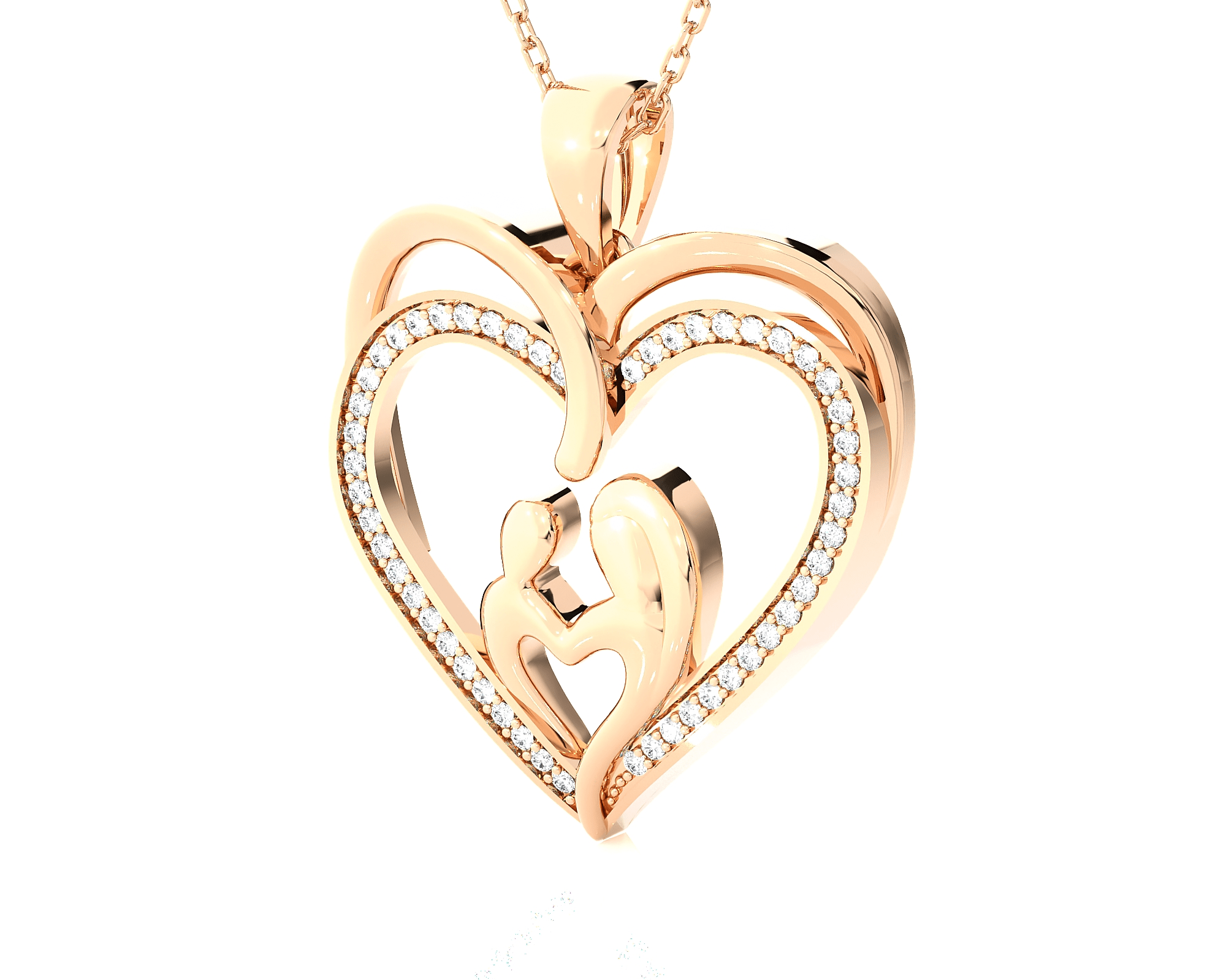 1/6  ctw Round Lab Grown Diamond Heart Pendant