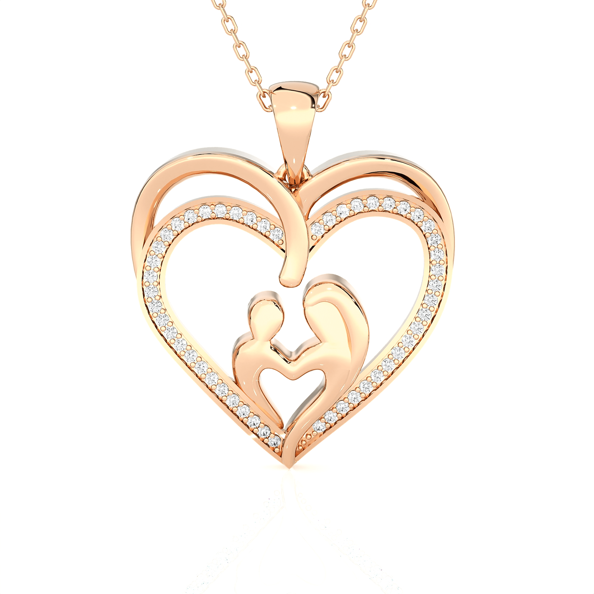 1/6  ctw Round Lab Grown Diamond Heart Pendant