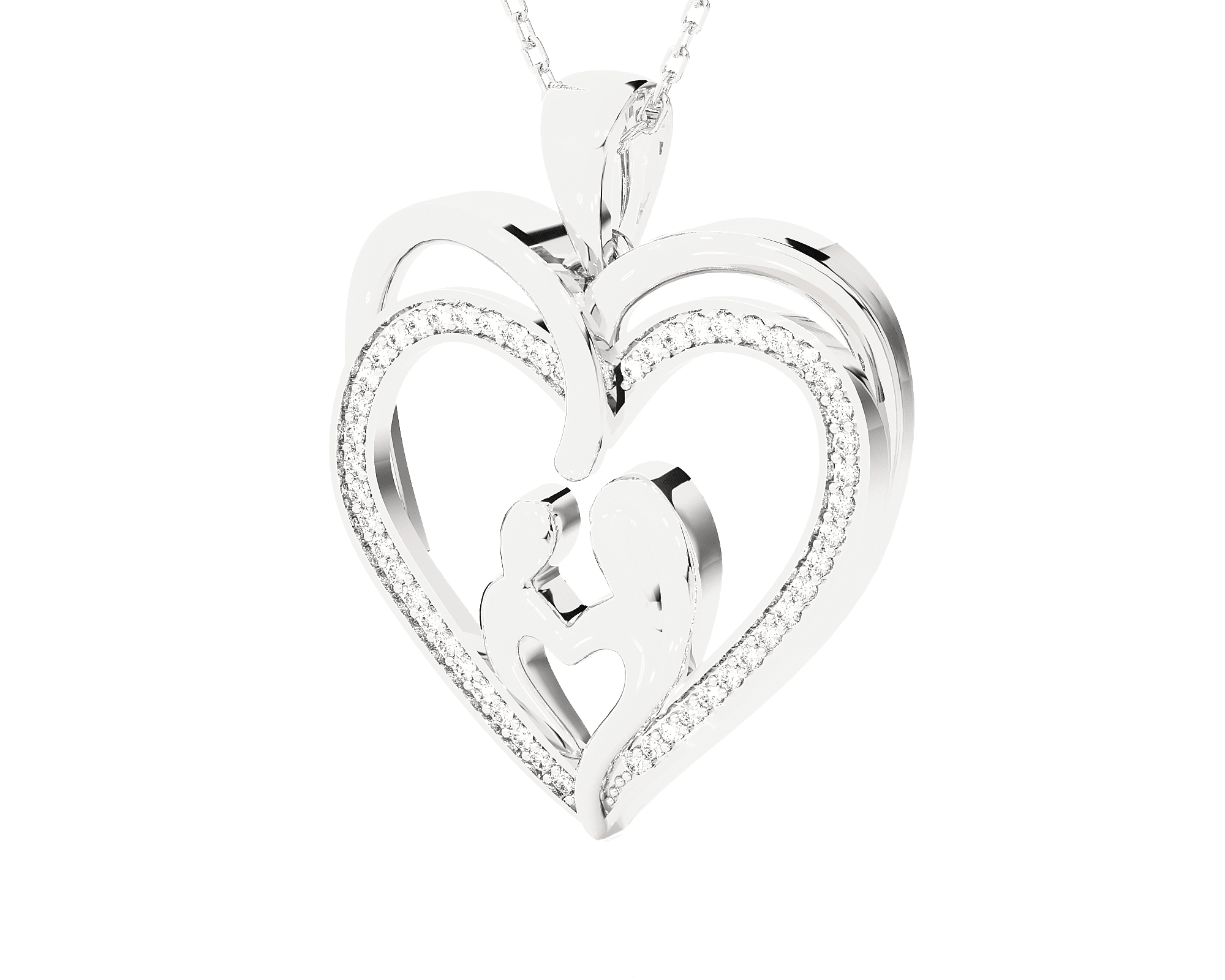 1/6  ctw Round Lab Grown Diamond Heart Pendant
