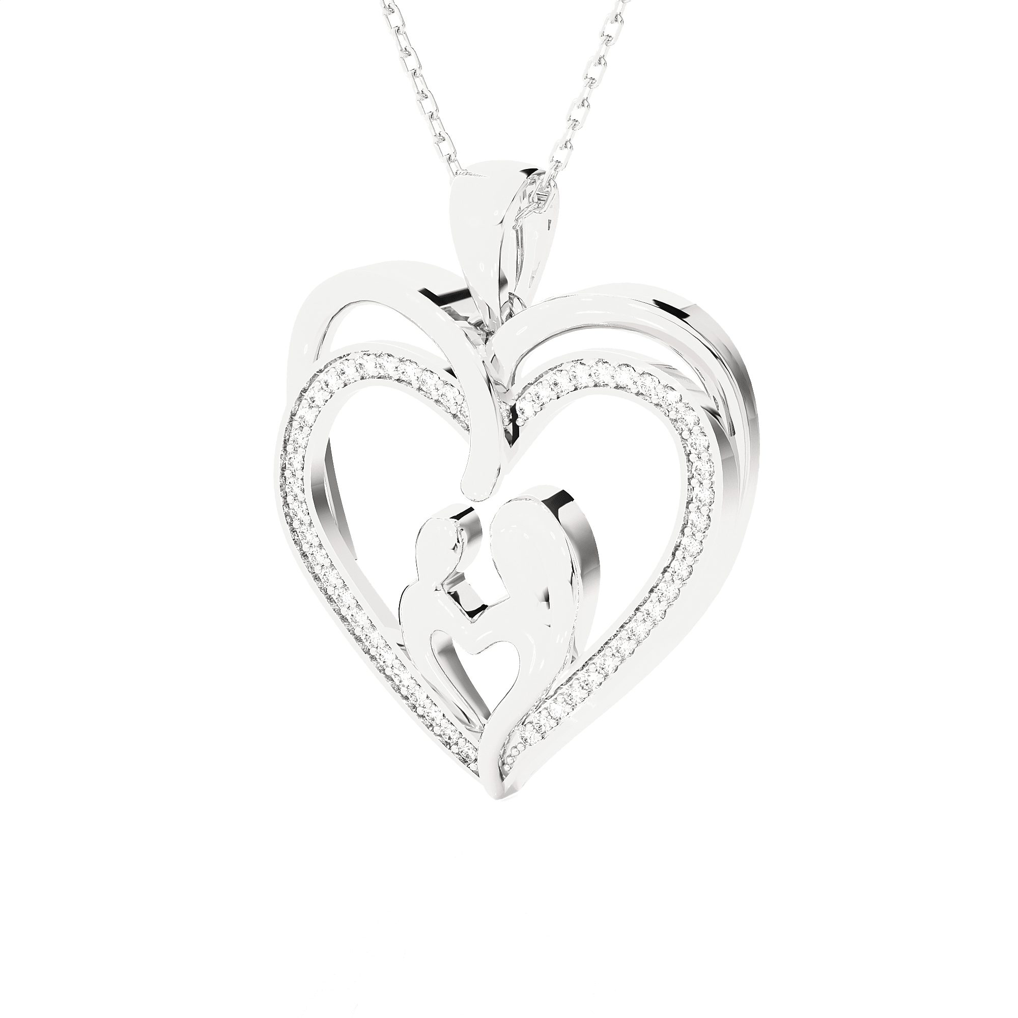 1/6  ctw Round Lab Grown Diamond Heart Pendant