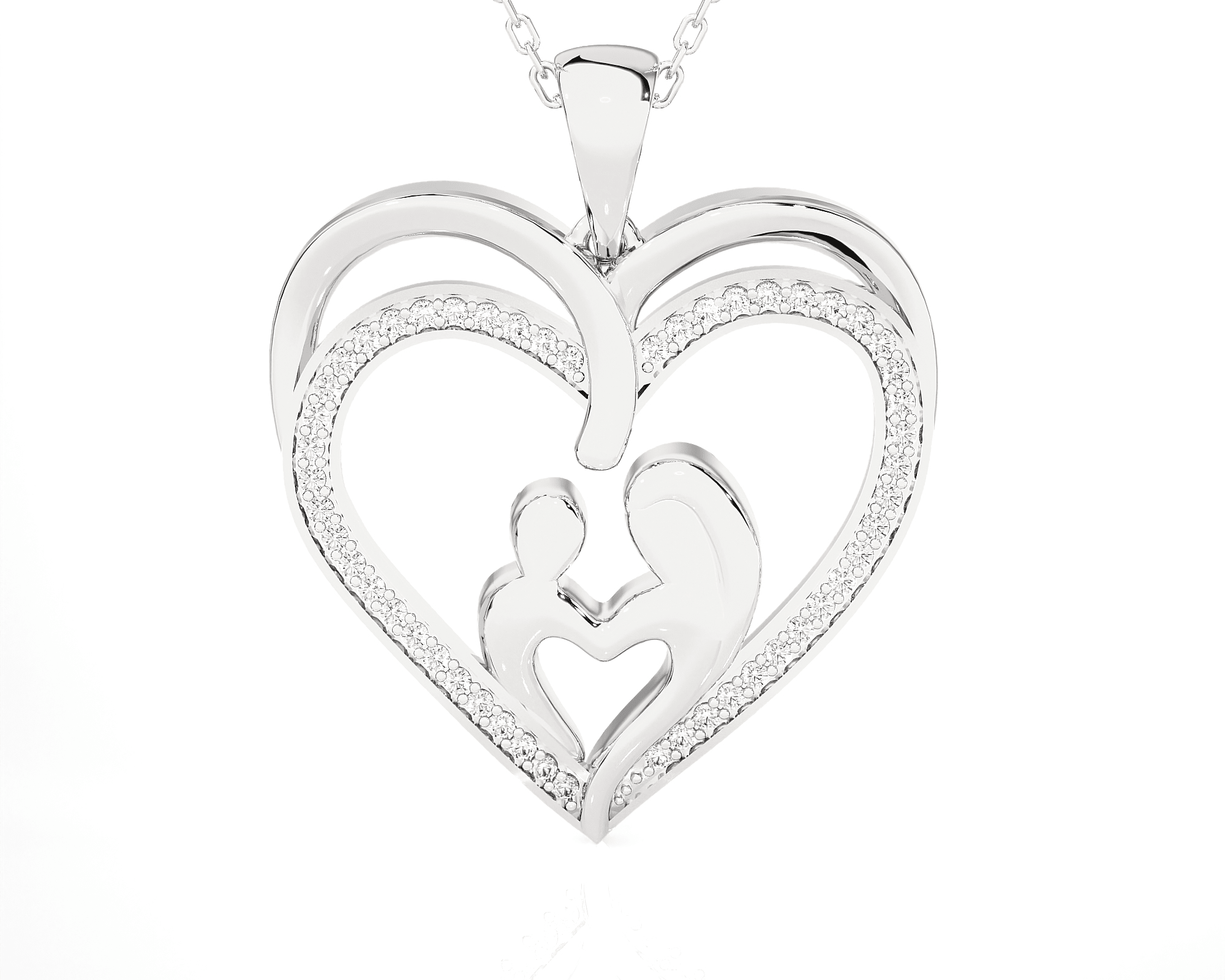 1/6  ctw Round Lab Grown Diamond Heart Pendant