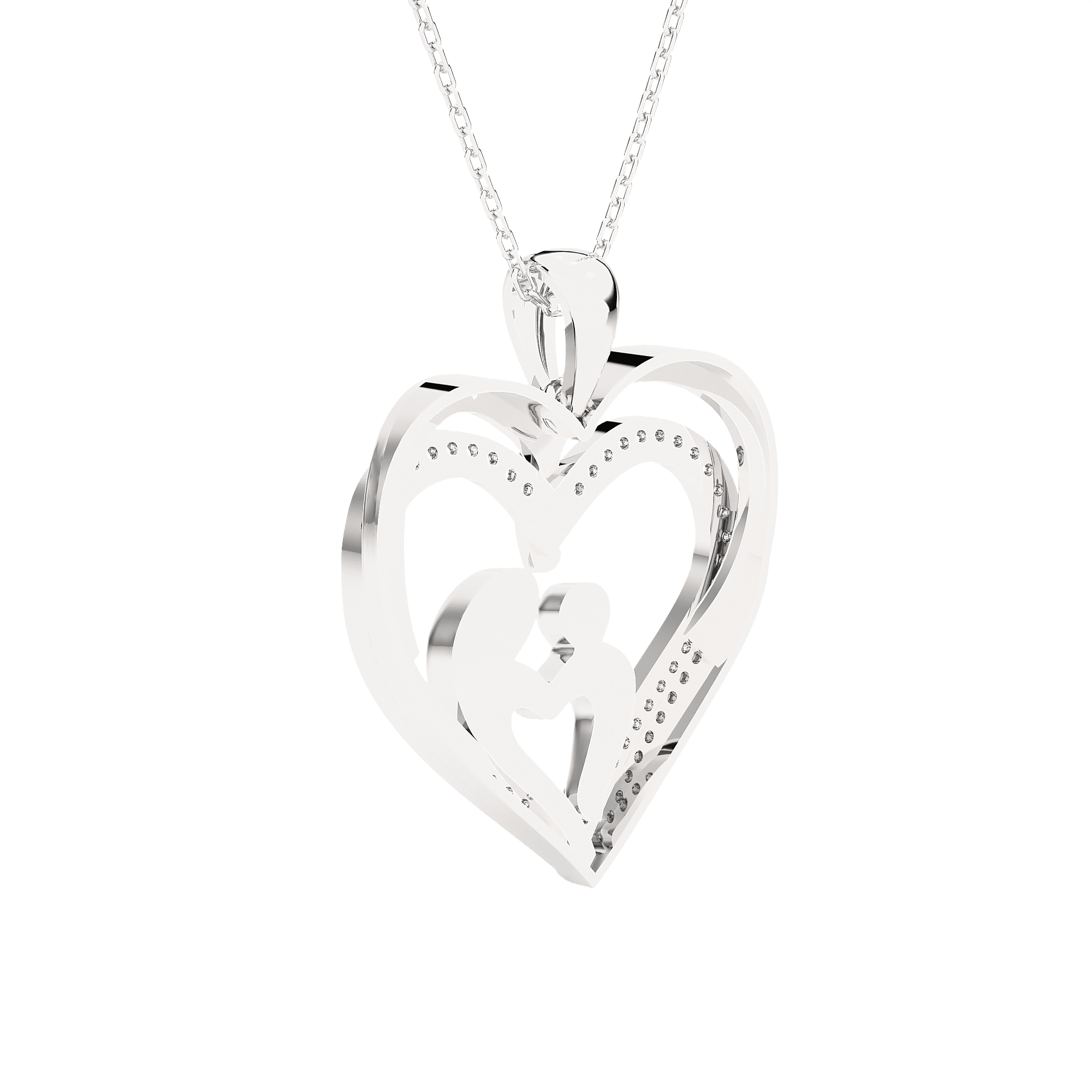 1/6  ctw Round Lab Grown Diamond Heart Pendant