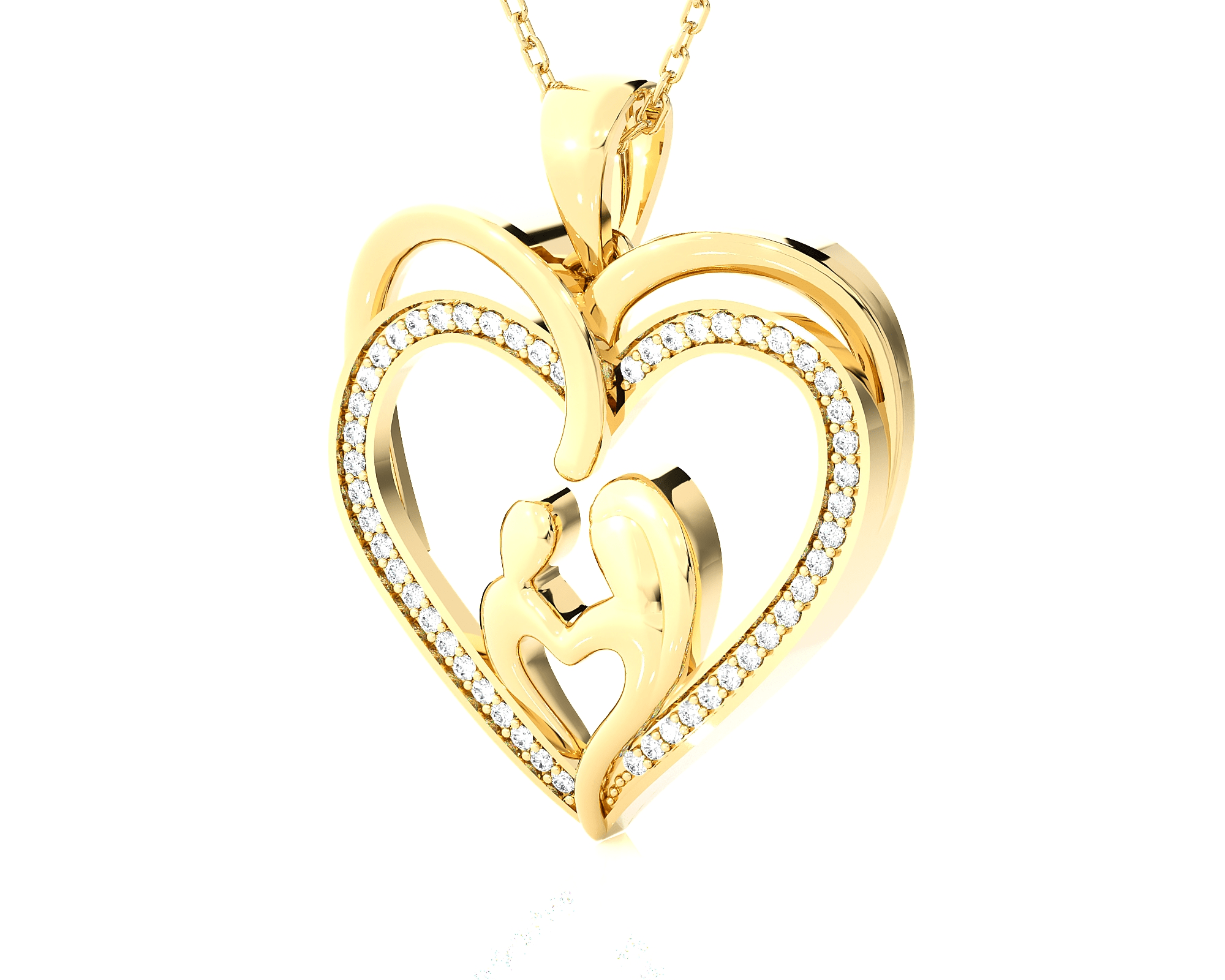 1/6  ctw Round Lab Grown Diamond Heart Pendant