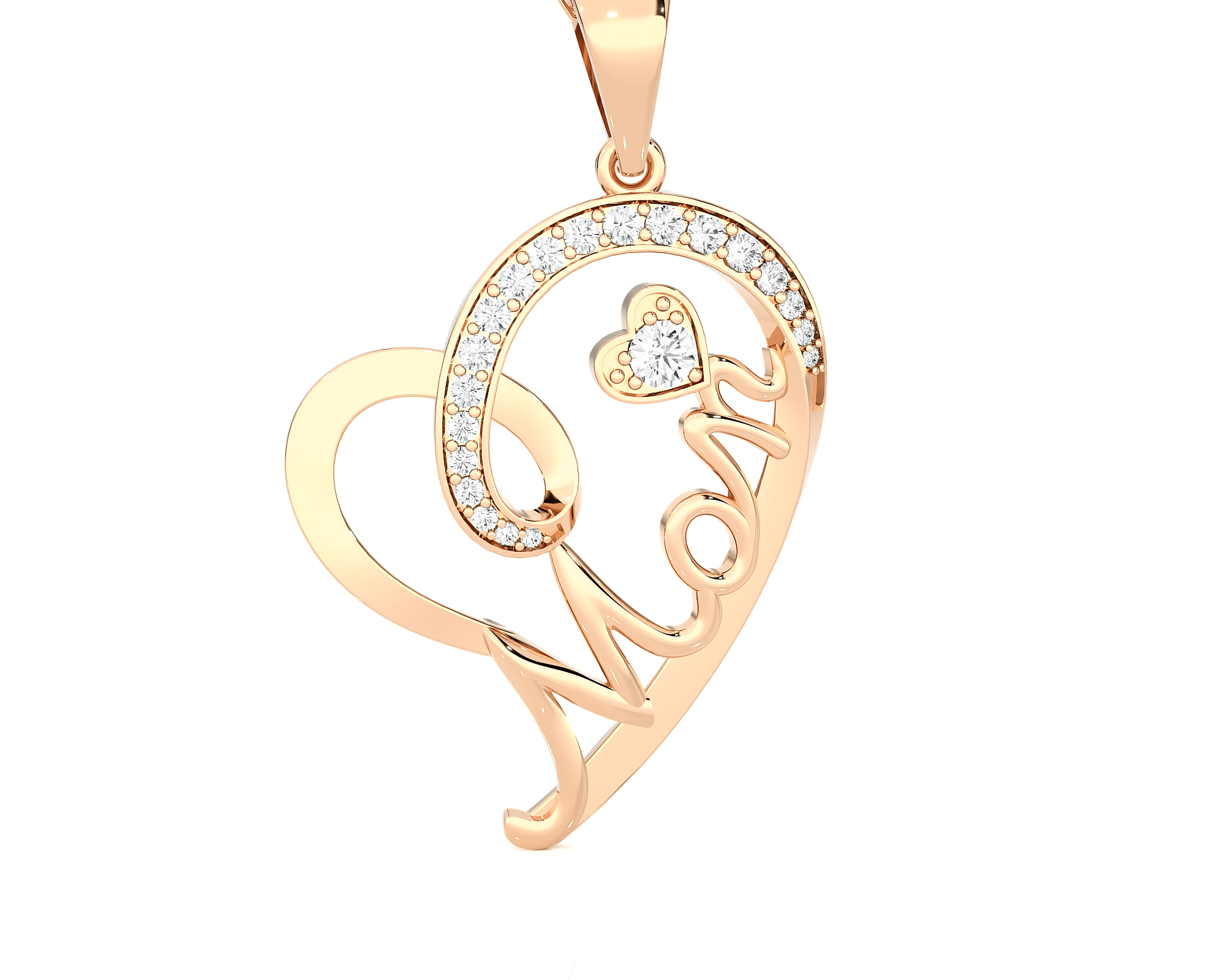 1/4  ctw Round Lab Grown Diamond Heart Pendant