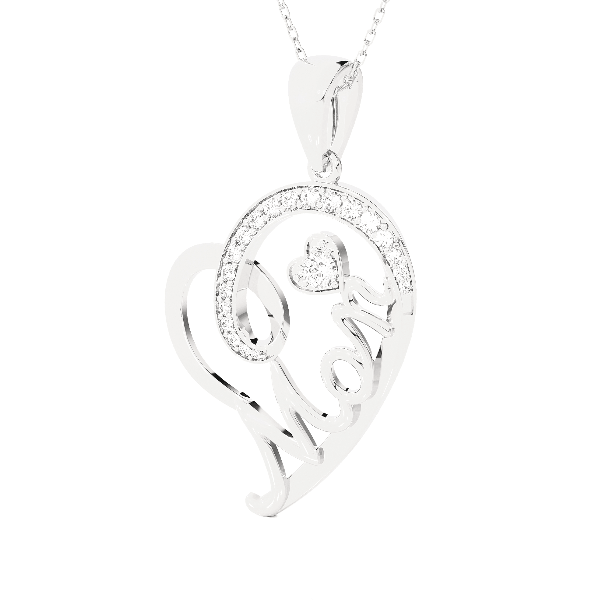 1/4  ctw Round Lab Grown Diamond Heart Pendant