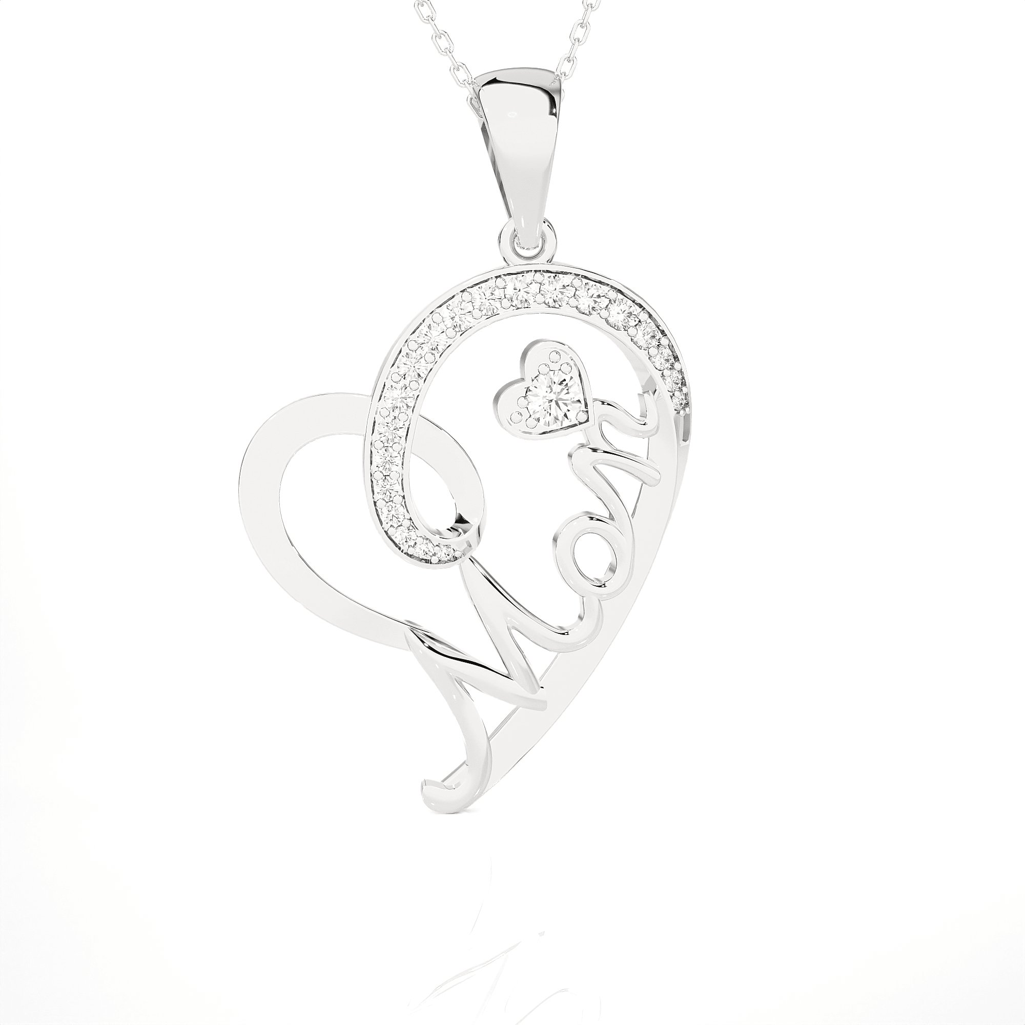 1/4  ctw Round Lab Grown Diamond Heart Pendant