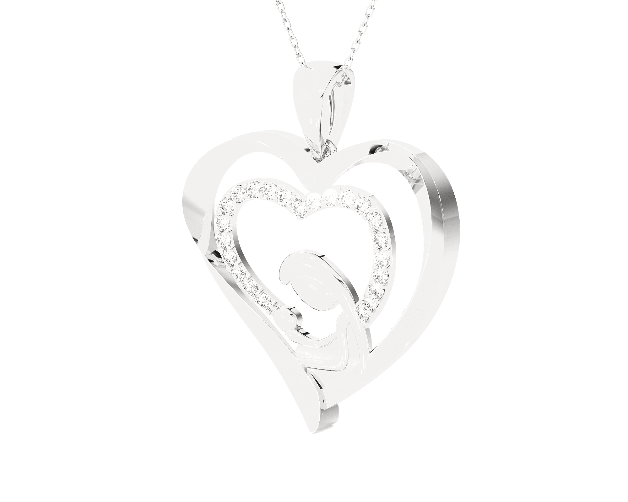 1/3  ctw Round Lab Grown Diamond Heart Pendant