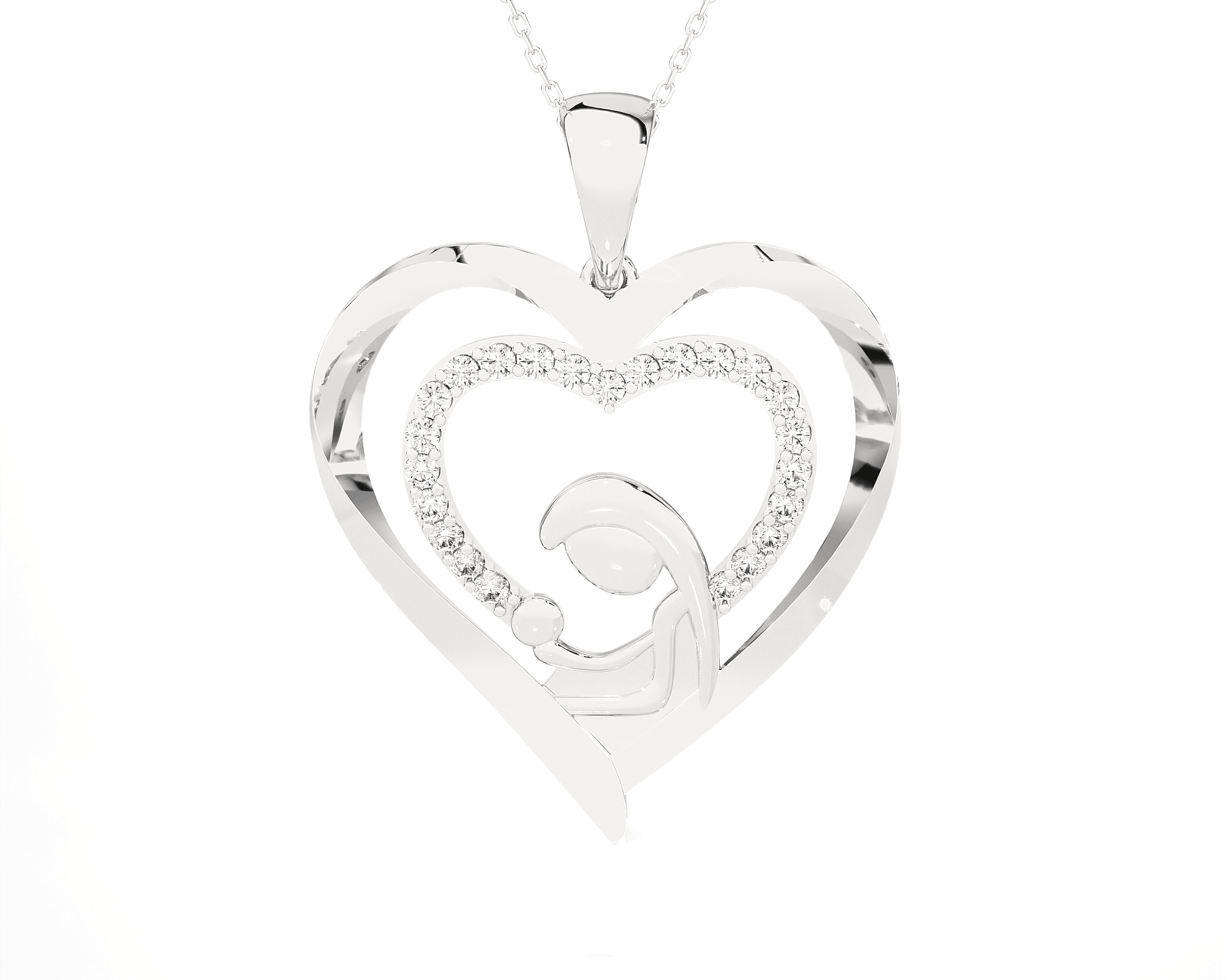 1/3  ctw Round Lab Grown Diamond Heart Pendant