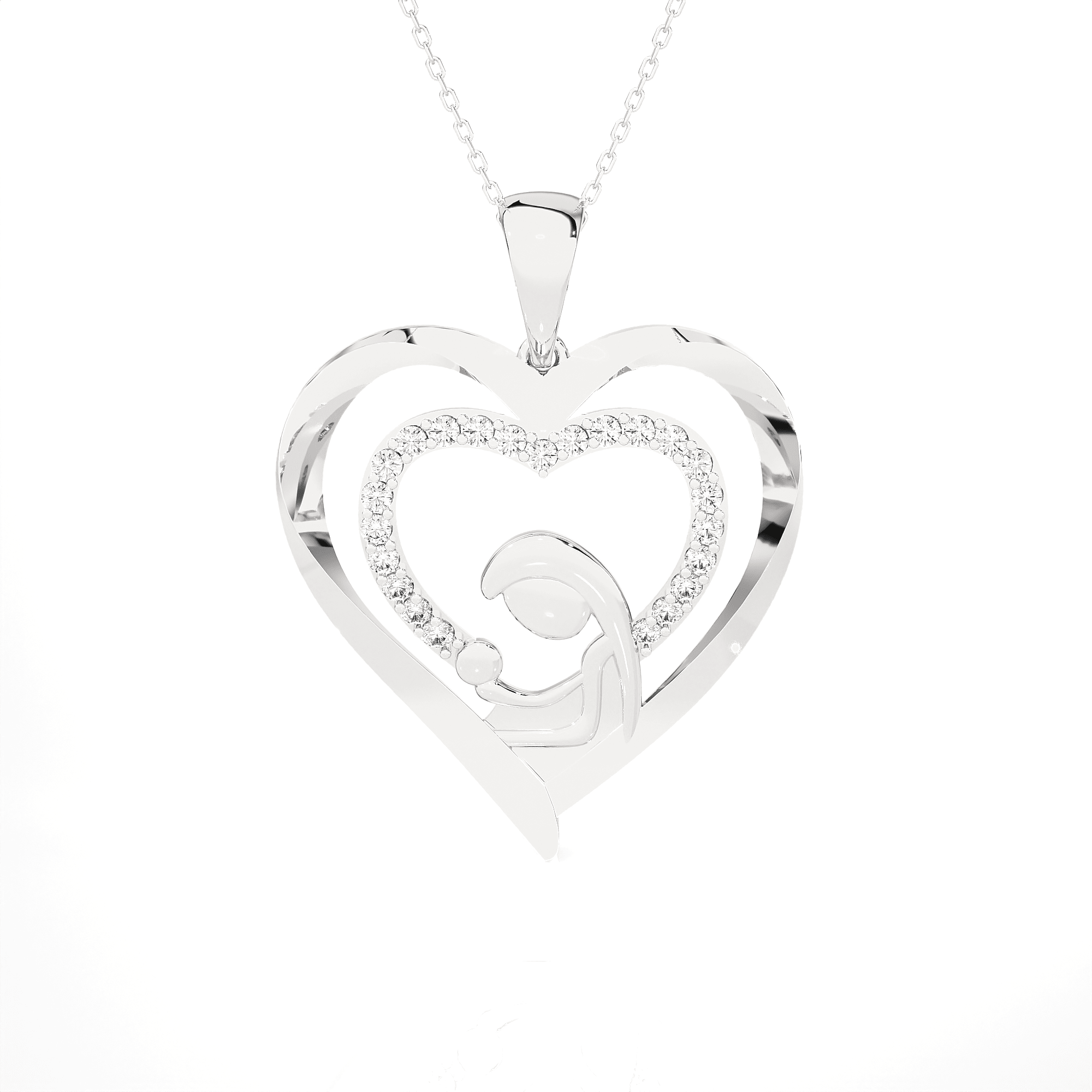 1/3  ctw Round Lab Grown Diamond Heart Pendant
