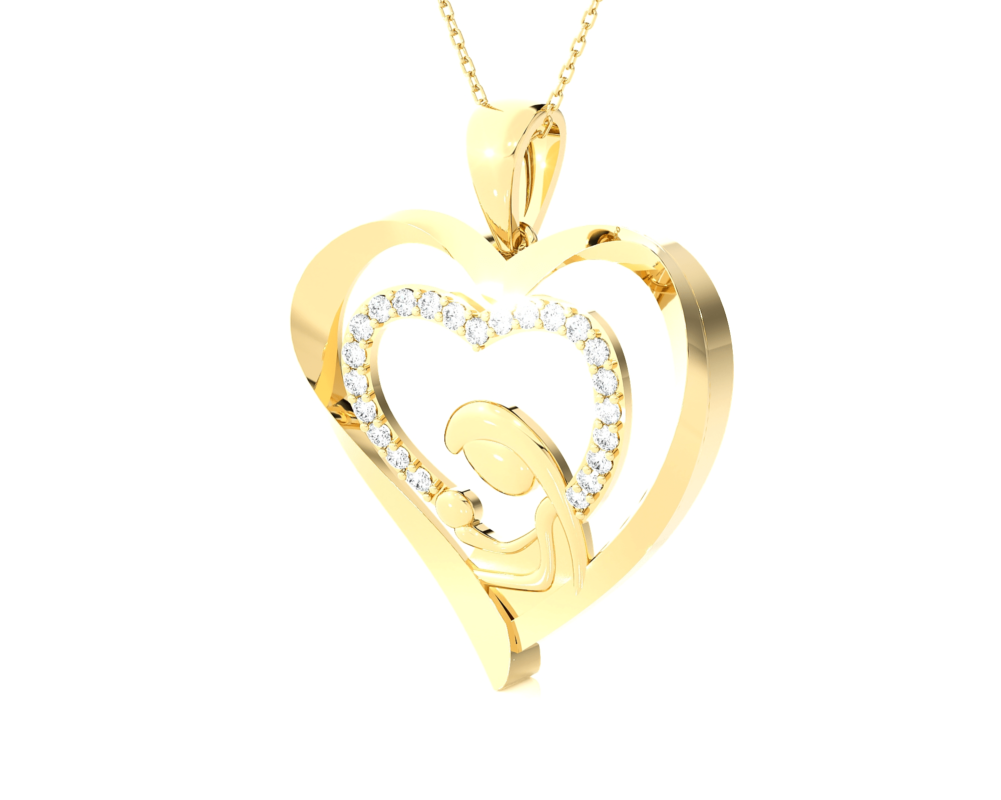 1/3  ctw Round Lab Grown Diamond Heart Pendant