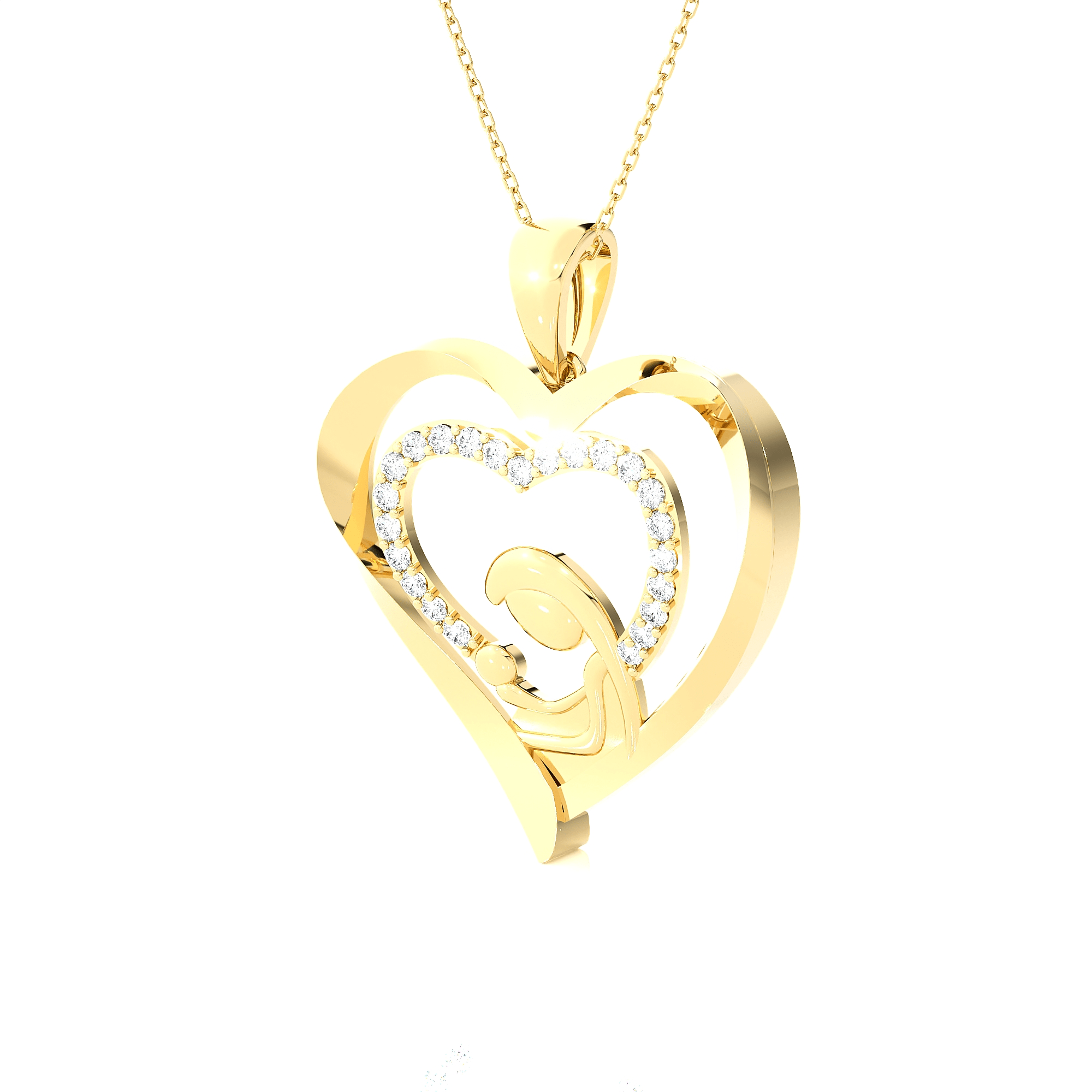1/3  ctw Round Lab Grown Diamond Heart Pendant