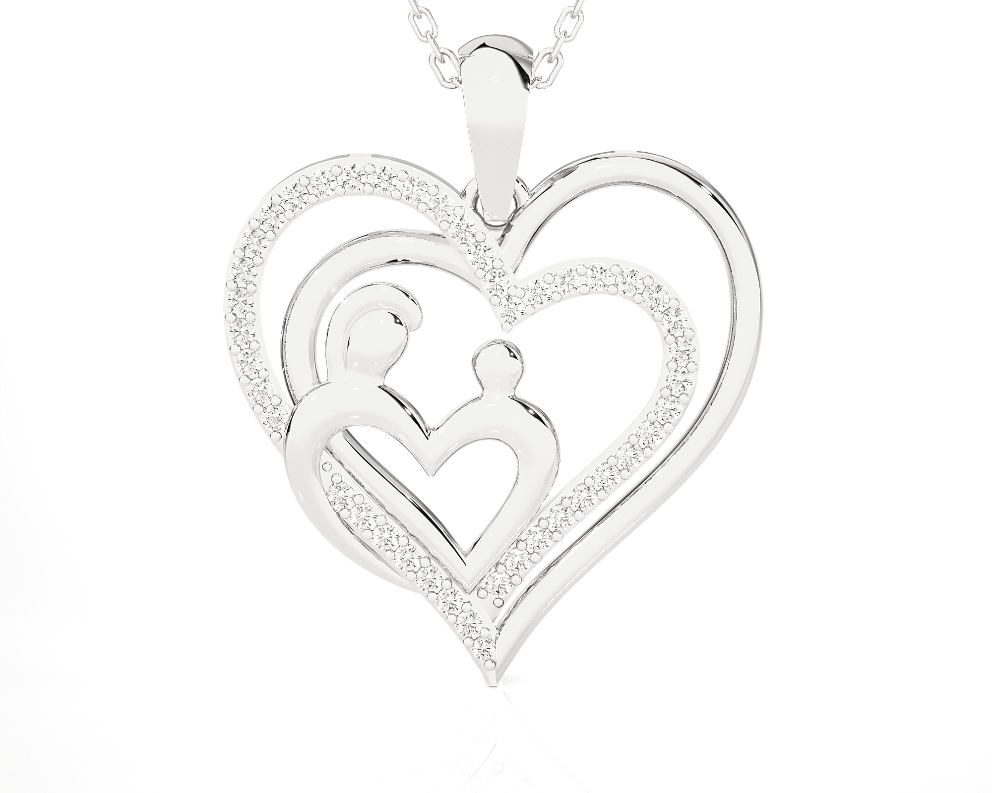 1/6  ctw Round Lab Grown Diamond Heart Pendant