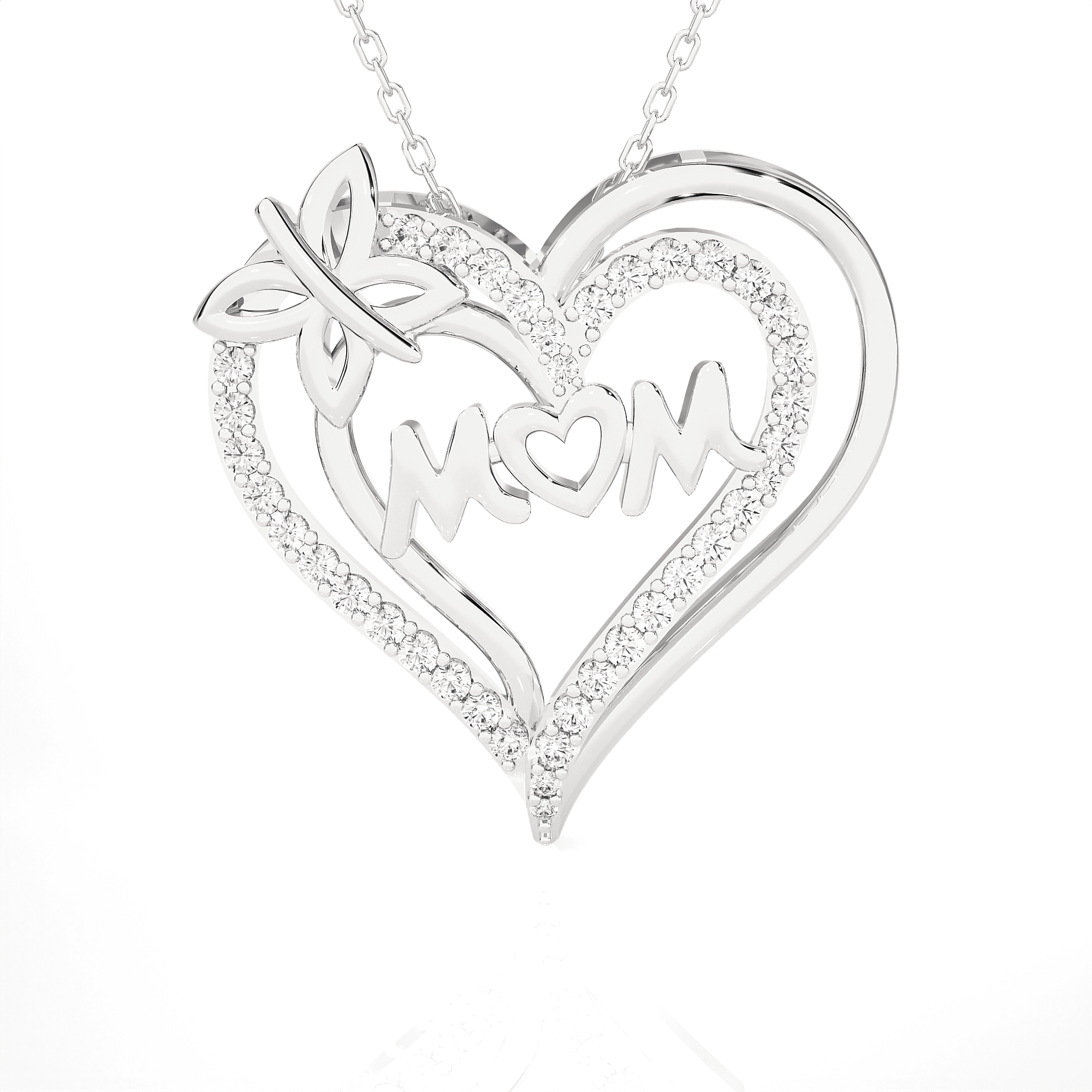 1/4  ctw Round Lab Grown Diamond Heart Pendant