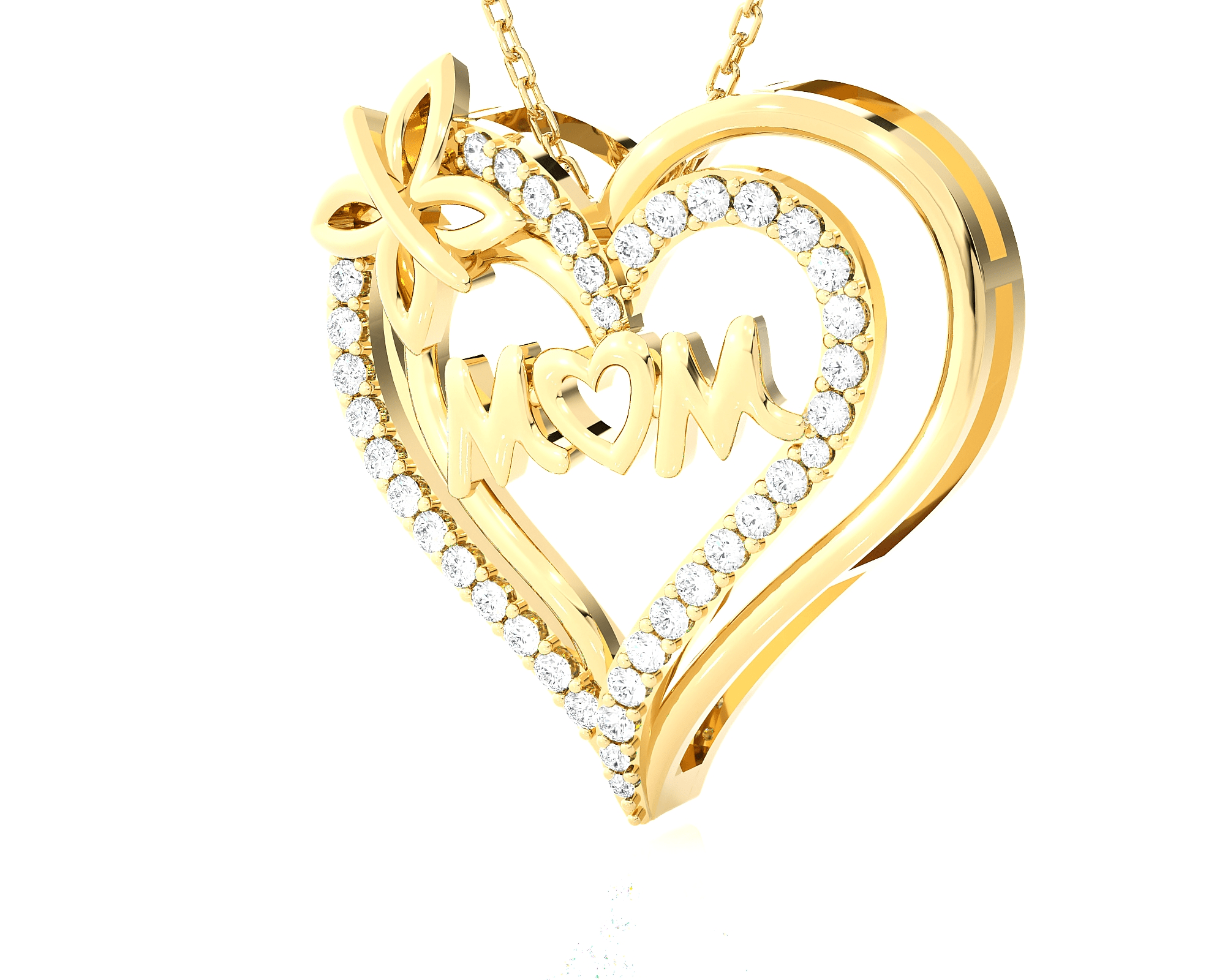 1/4  ctw Round Lab Grown Diamond Heart Pendant