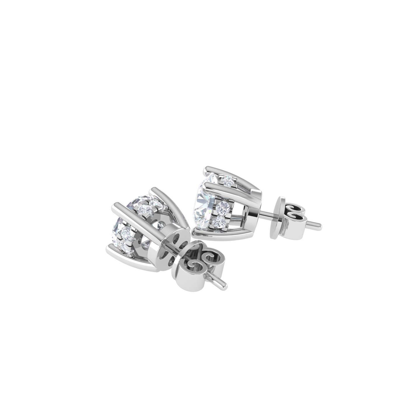 Round Lab Grown Diamond Halo Stud Earrings
