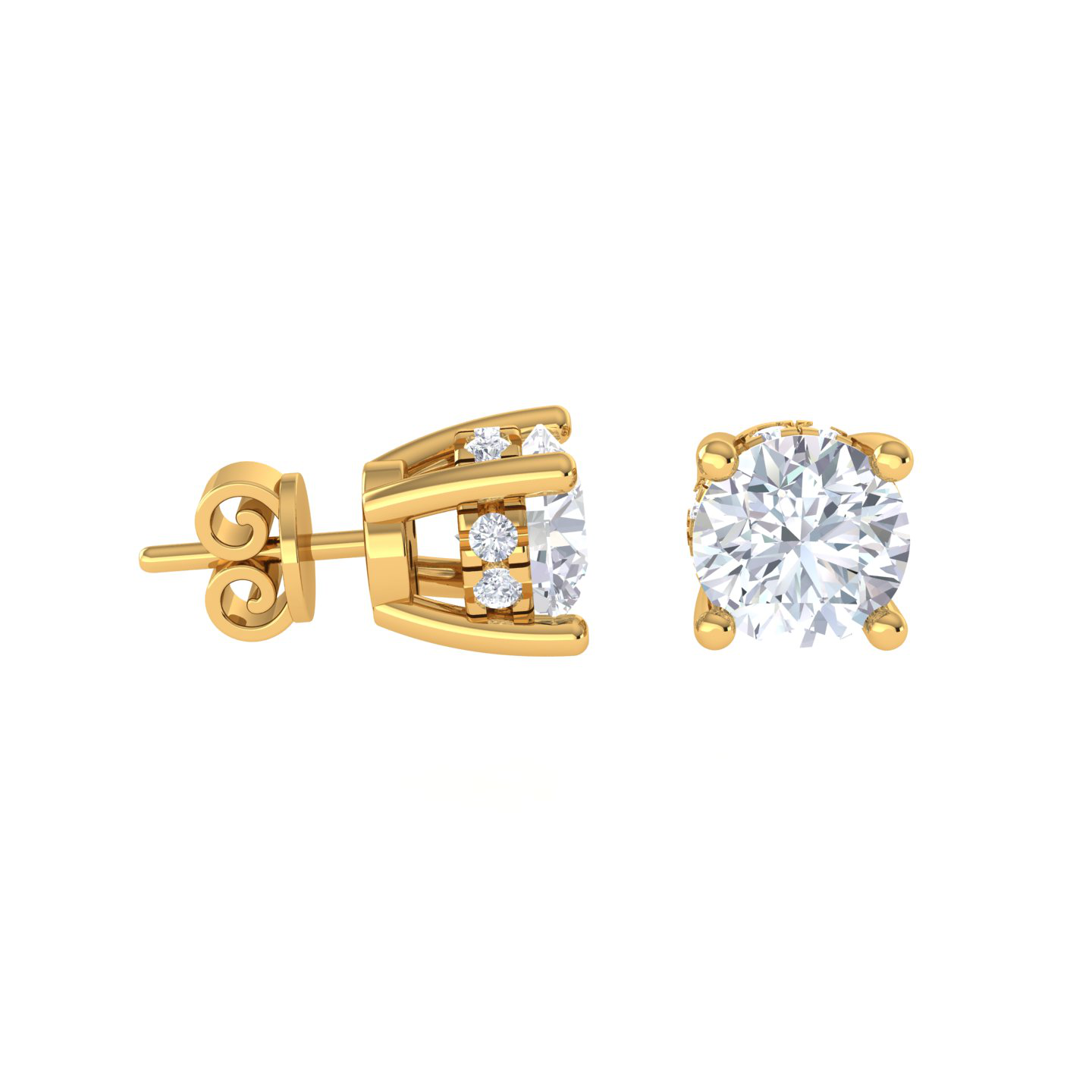 Round Lab Grown Diamond Halo Stud Earrings