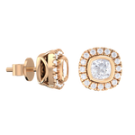 Cushion-Cut Lab Grown Diamond Halo Stud Earrings