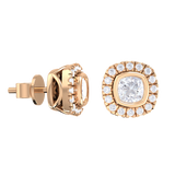 Cushion-Cut Lab Grown Diamond Halo Stud Earrings
